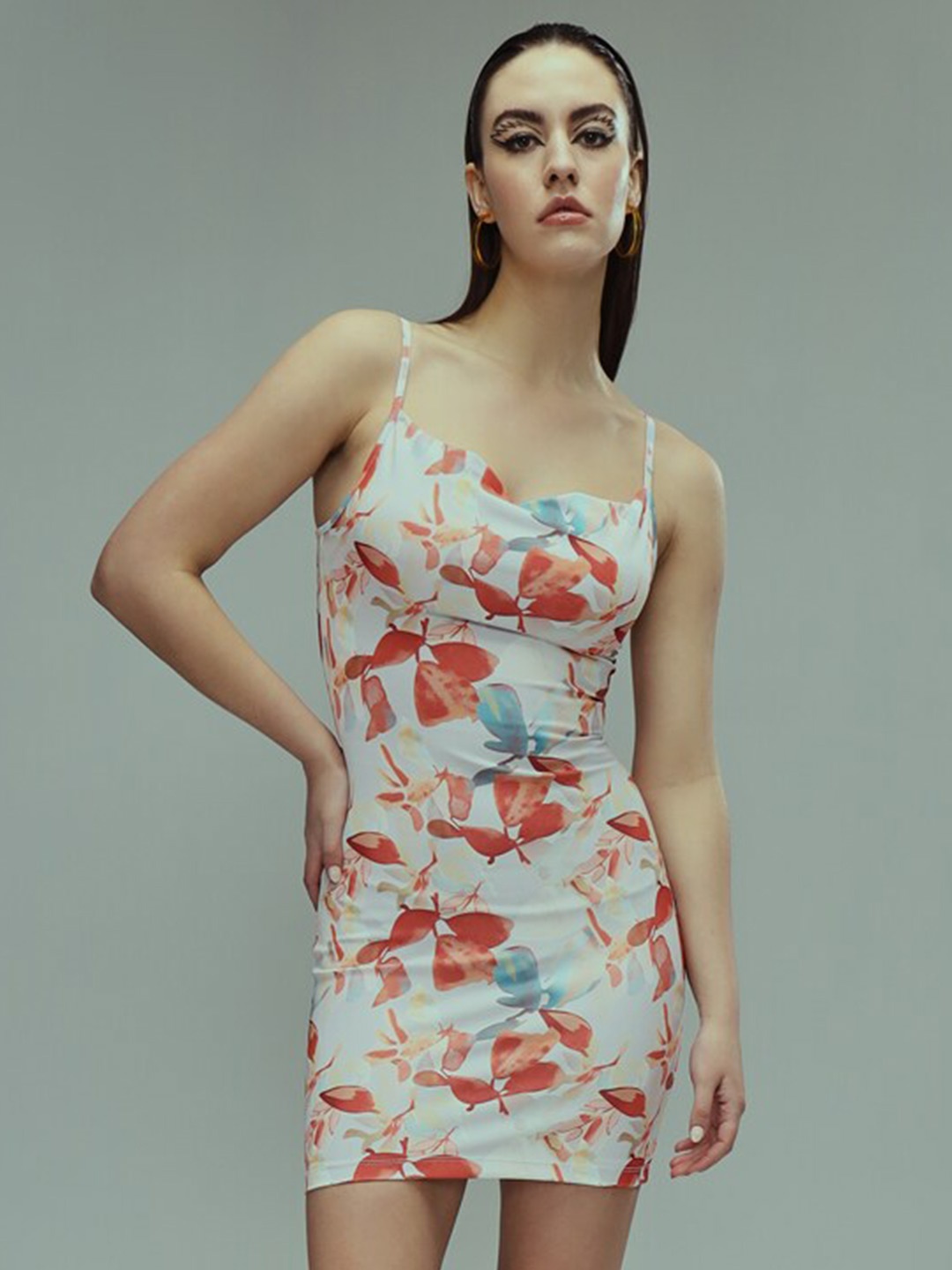

BAESD Floral Printed Shoulder Straps Bodycon Casual Dress, Red