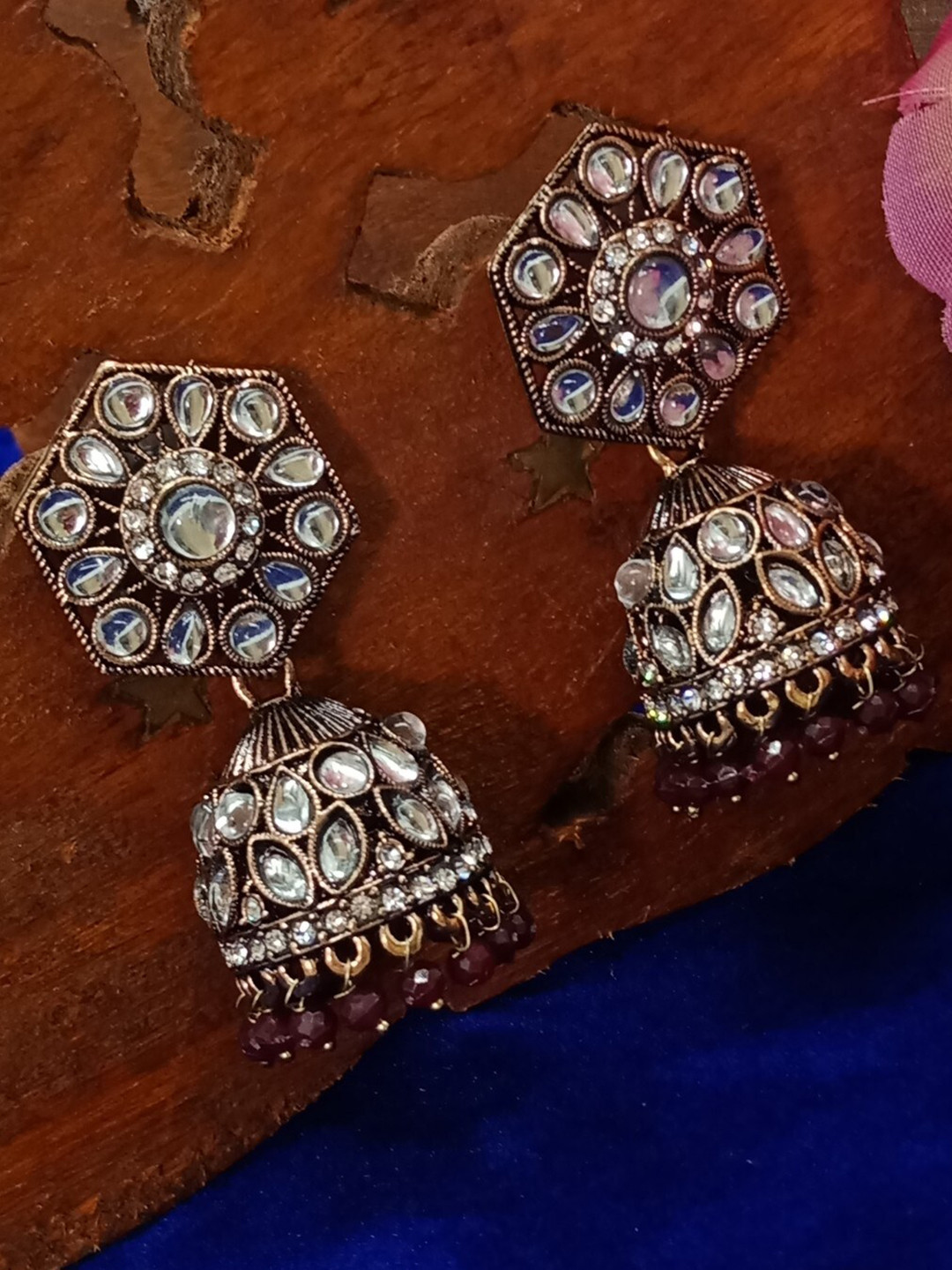 

AASHISH IMITATION Maroon Jhumkas Earrings
