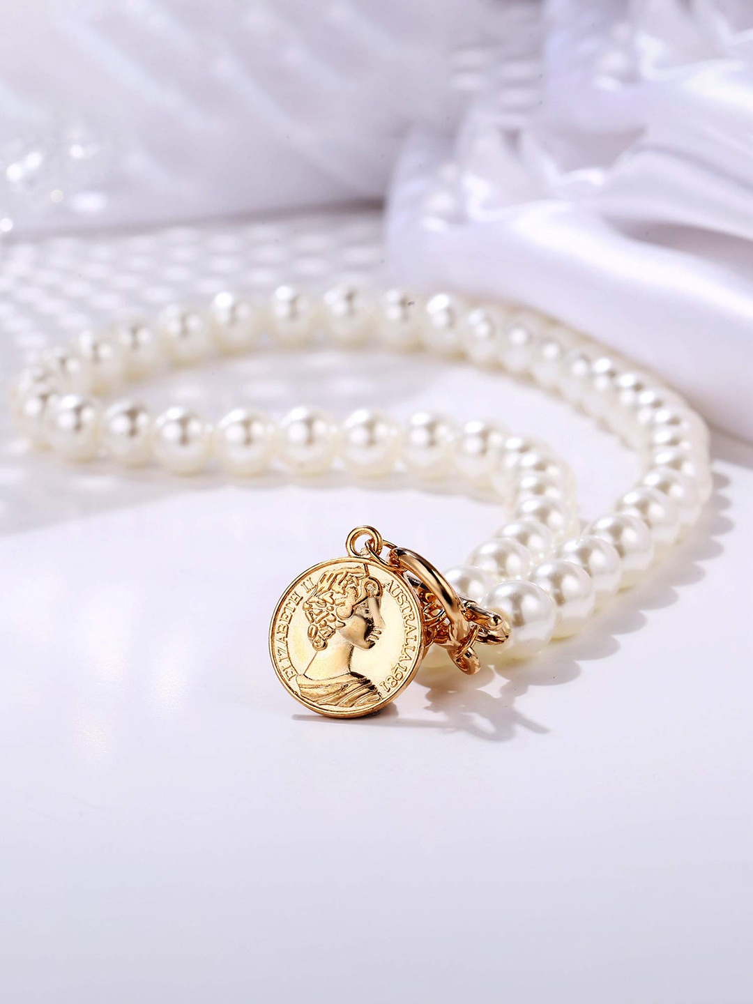 

Shining Diva Fashion Gold-Plated Pearls Necklace
