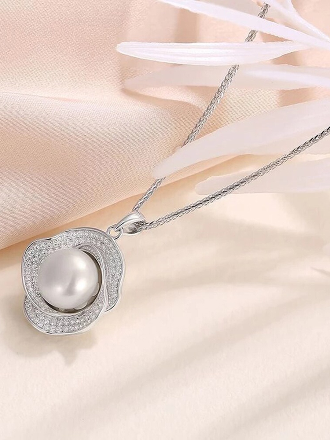 

Shining Diva Fashion Silver-Plated Metal Necklace