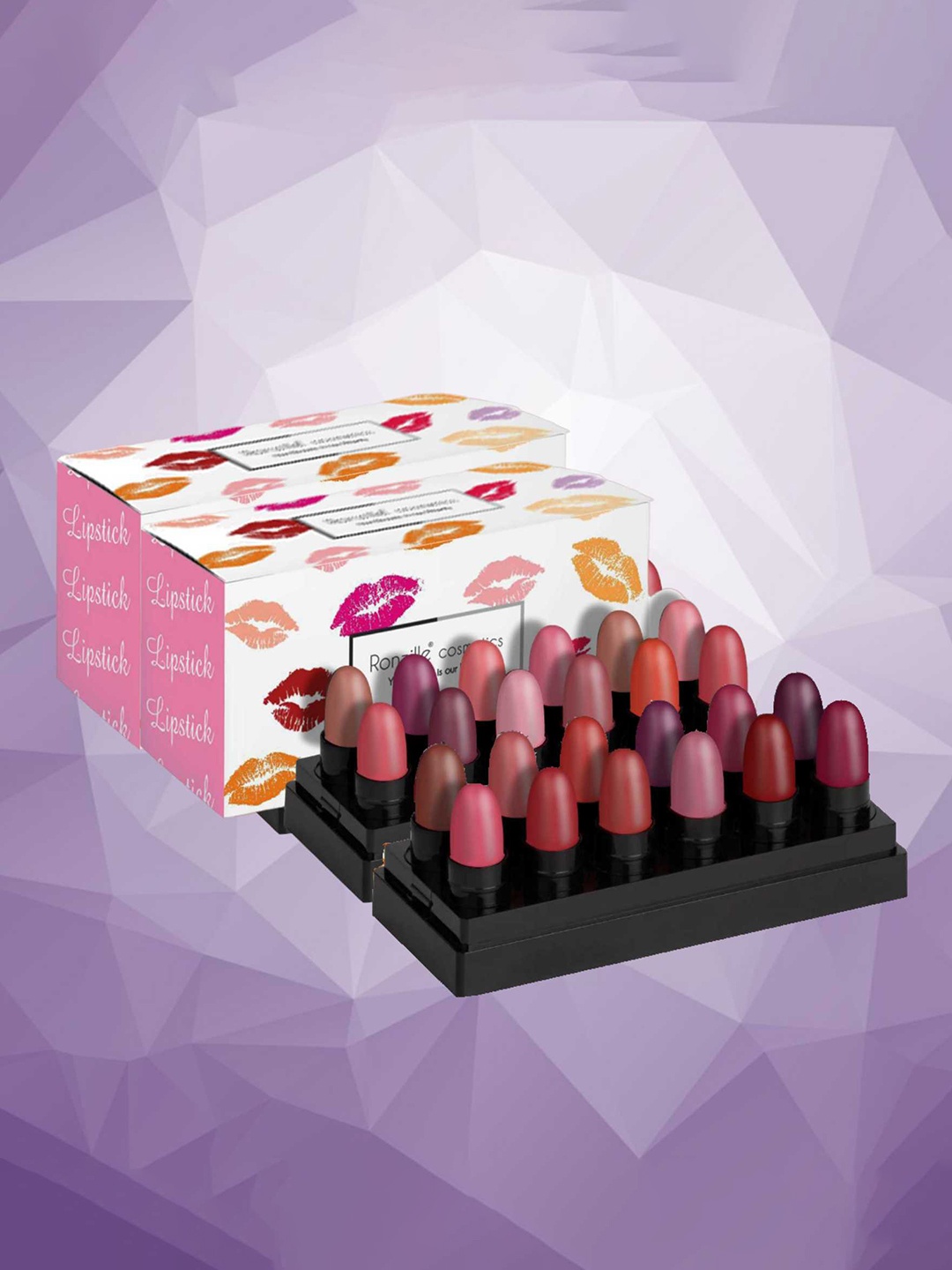 

Ronzille Set Of 24 Pocket Mini Semi Matte Finish Bullet Lipstick - 2g Each - Shade A & B, Pink