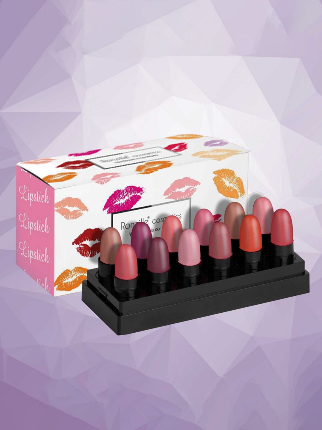

Ronzille Set of 12 Ultra Matte Mini Bullet Lipstick - Shade B, Multi