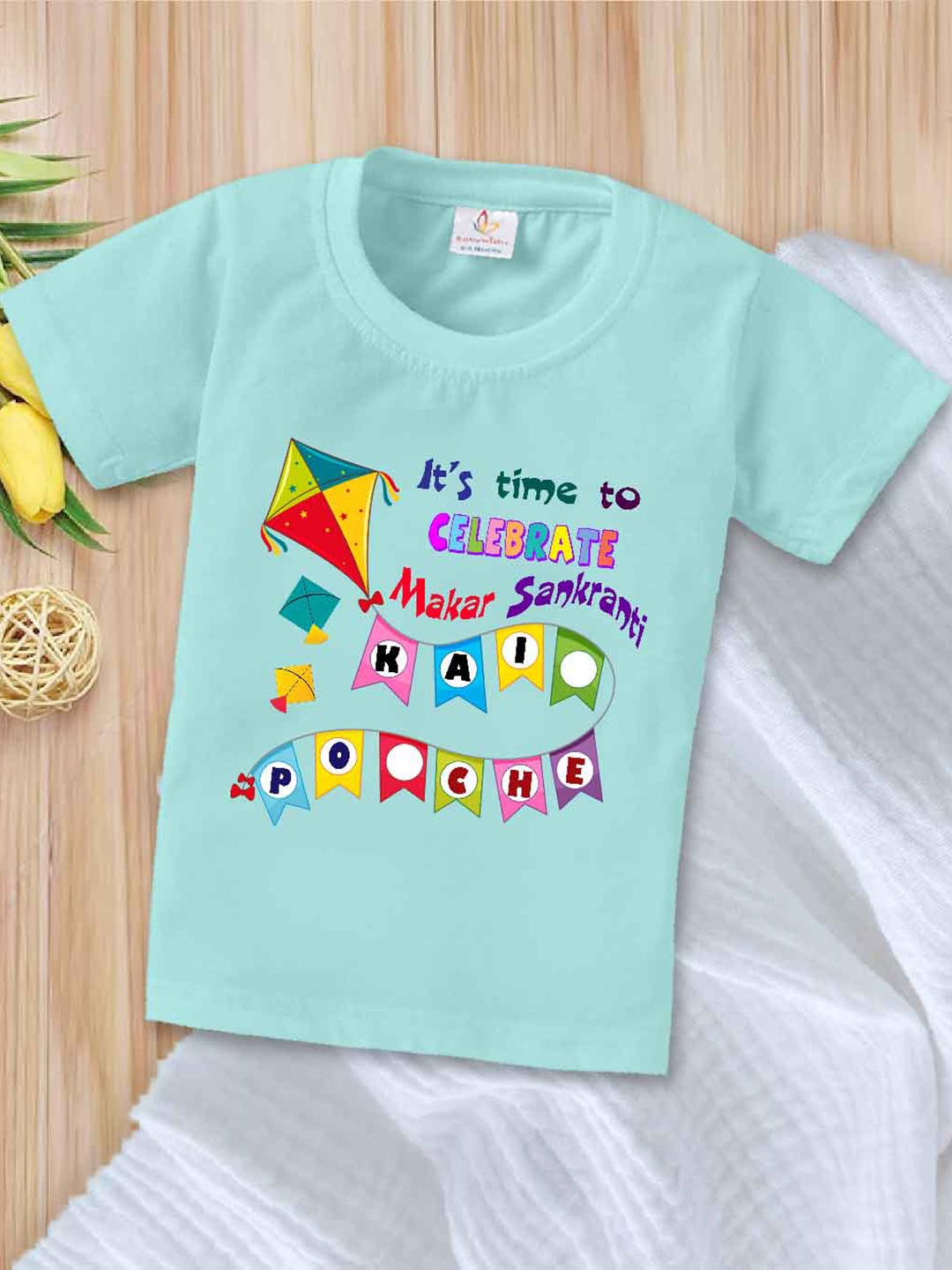 

Babywish Kids Typography Printed Cotton T-shirt, Sea green