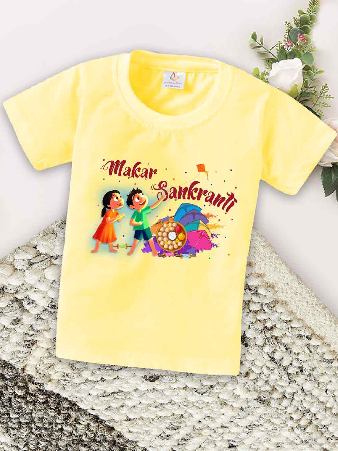 

Babywish Kids Typography Printed Cotton T-shirt, Yellow