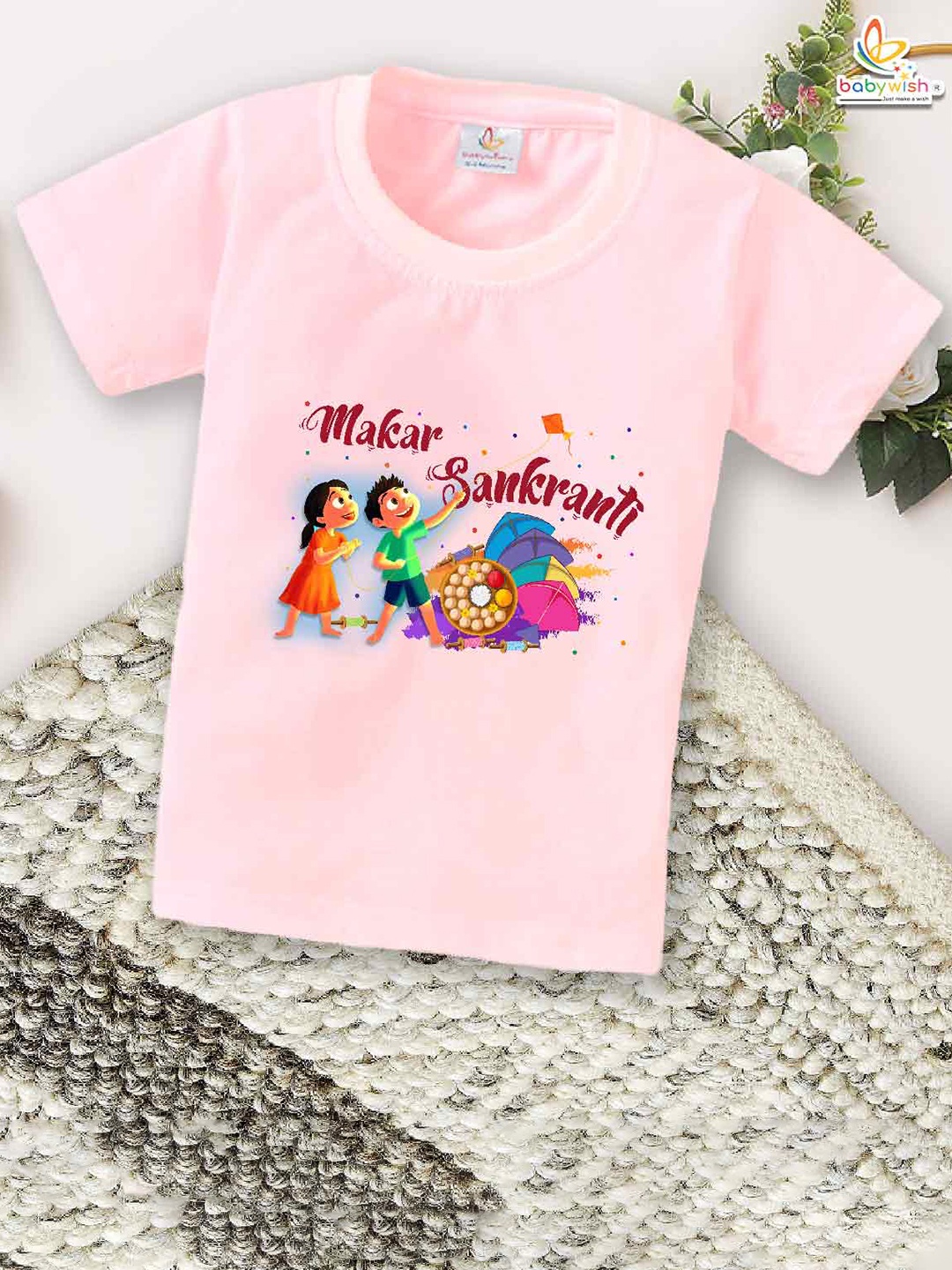 

Babywish Kids Typography Printed Cotton T-shirt, Pink