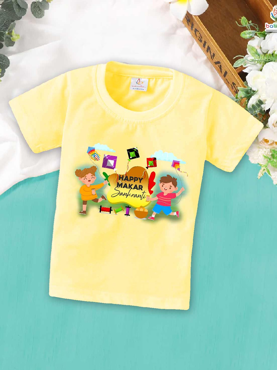 

Babywish Kids Typography Printed Cotton T-shirt, Yellow