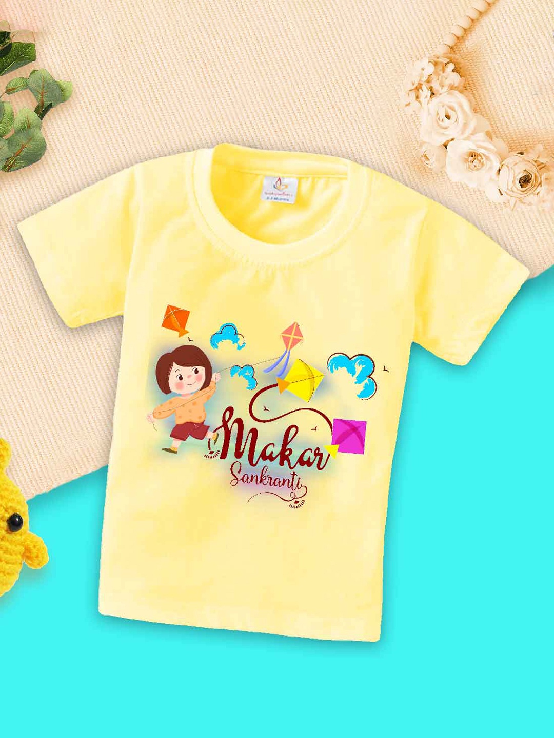 

Babywish Kids Typography Printed Cotton T-shirt, Yellow