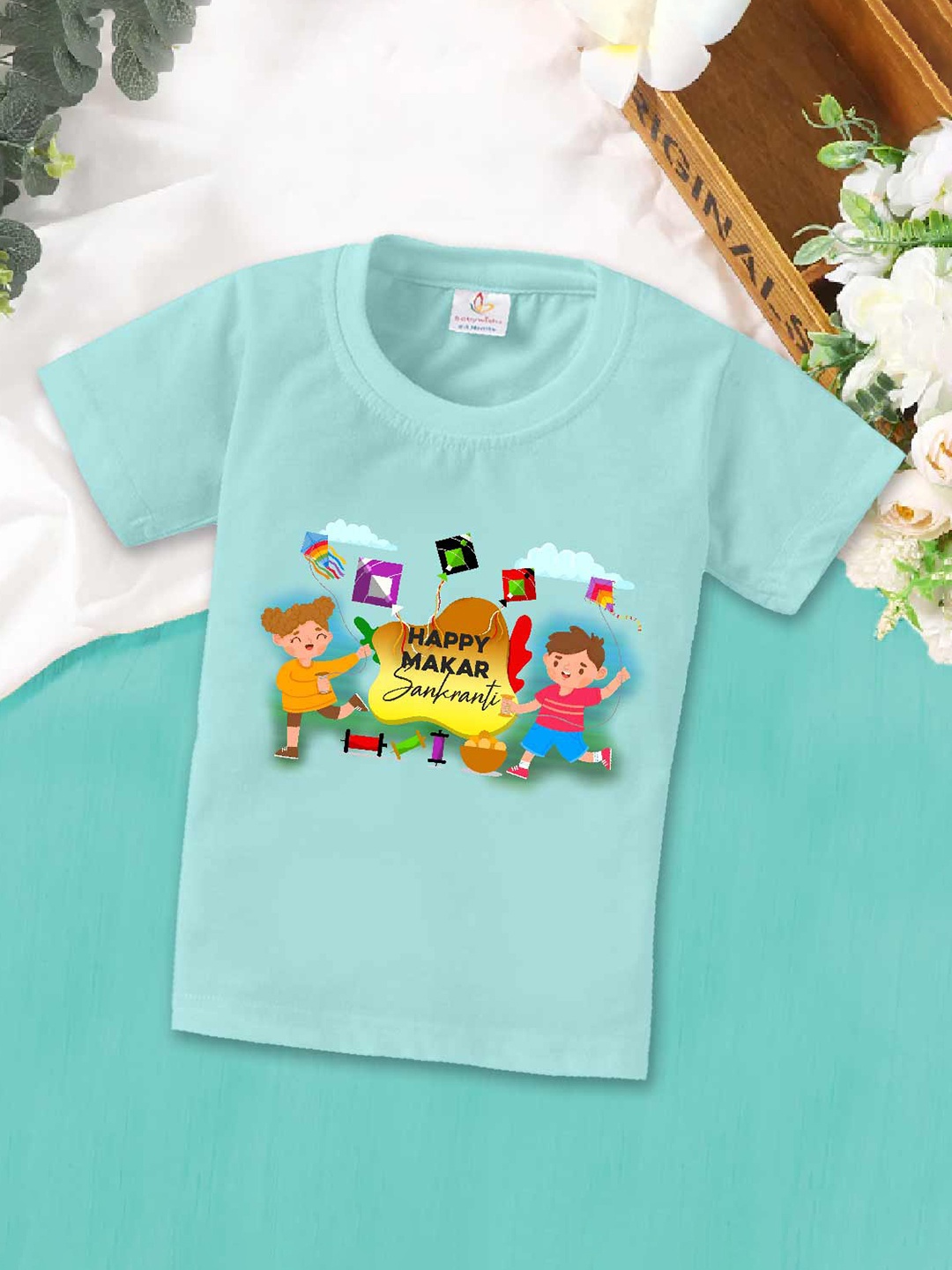 

Babywish Kids Typography Printed Cotton T-shirt, Sea green