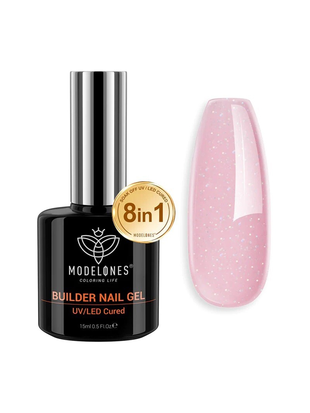 

Modelones 8-In-1 Builder Nail UV LED Long Lasting Gel Nail Polish 15ml - Shade 009, Pink