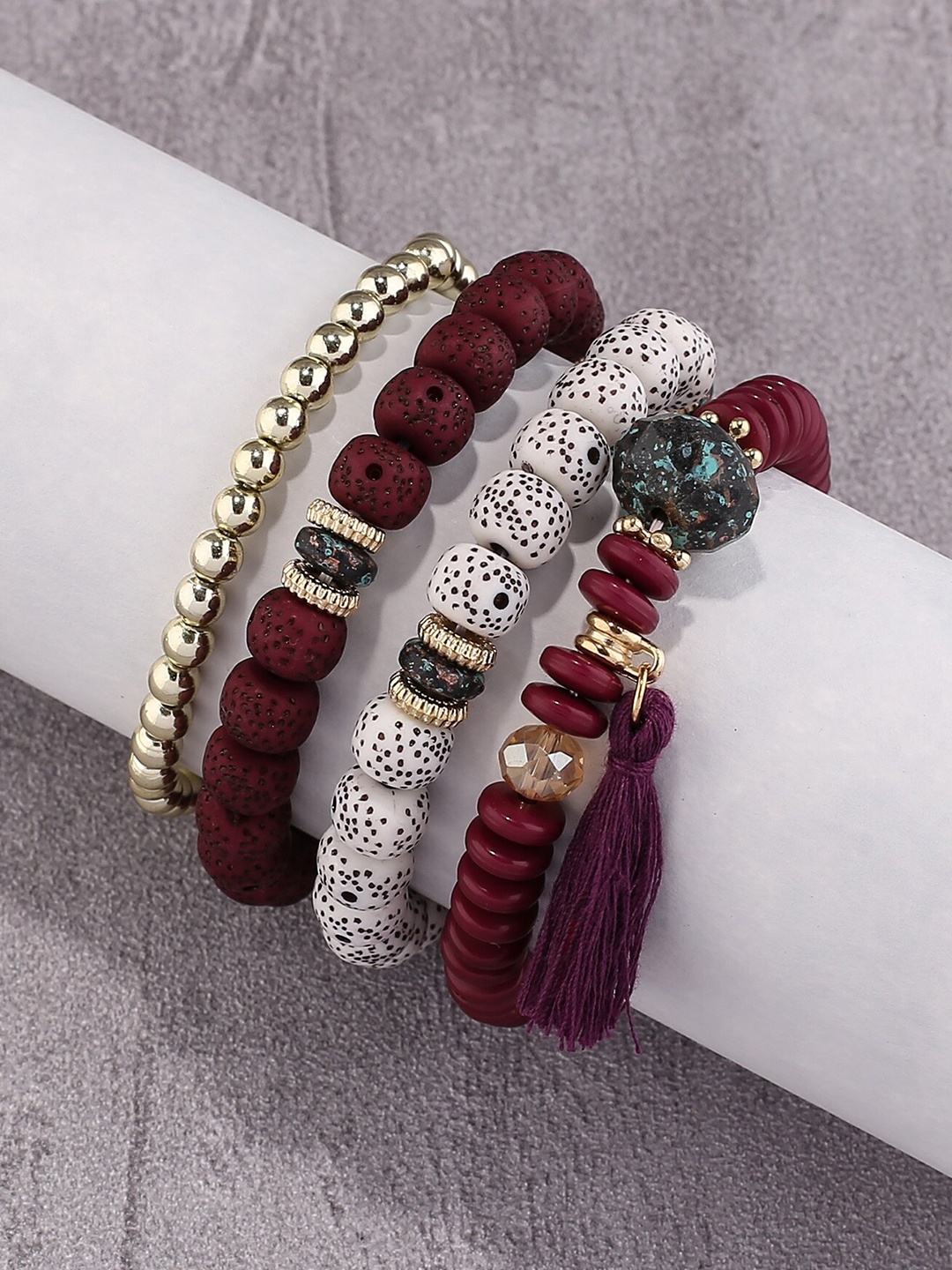 

Shining Diva Fashion Set Of 4 Gold-Plated Charm Bracelet