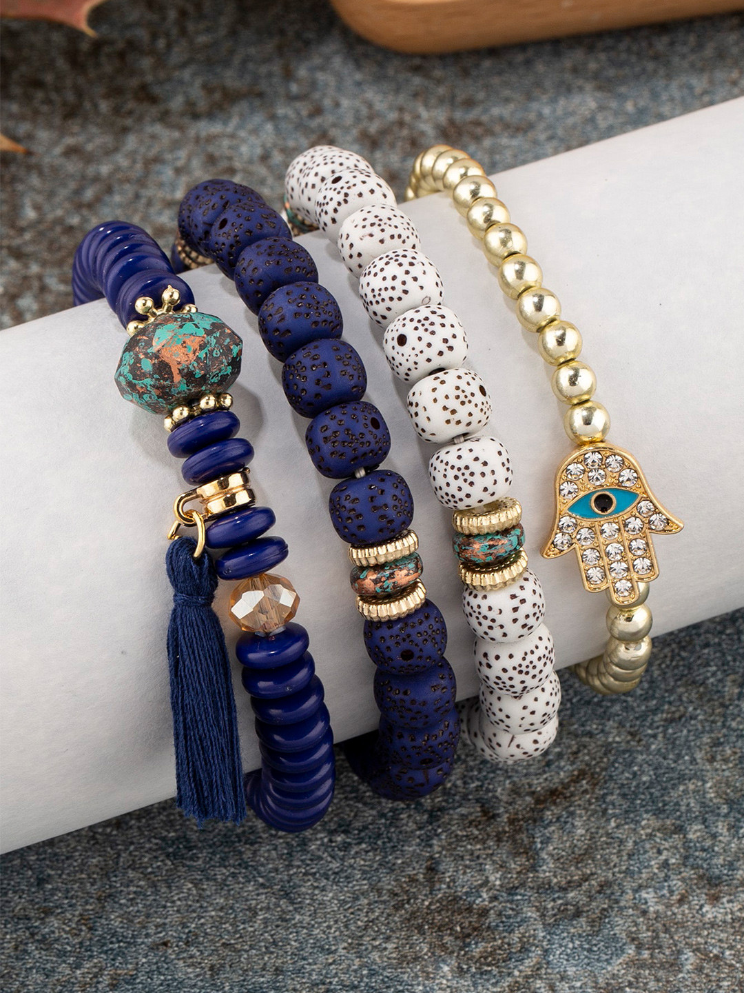 

Shining Diva Fashion Set Of 4 Gold-Plated Charm Bracelet