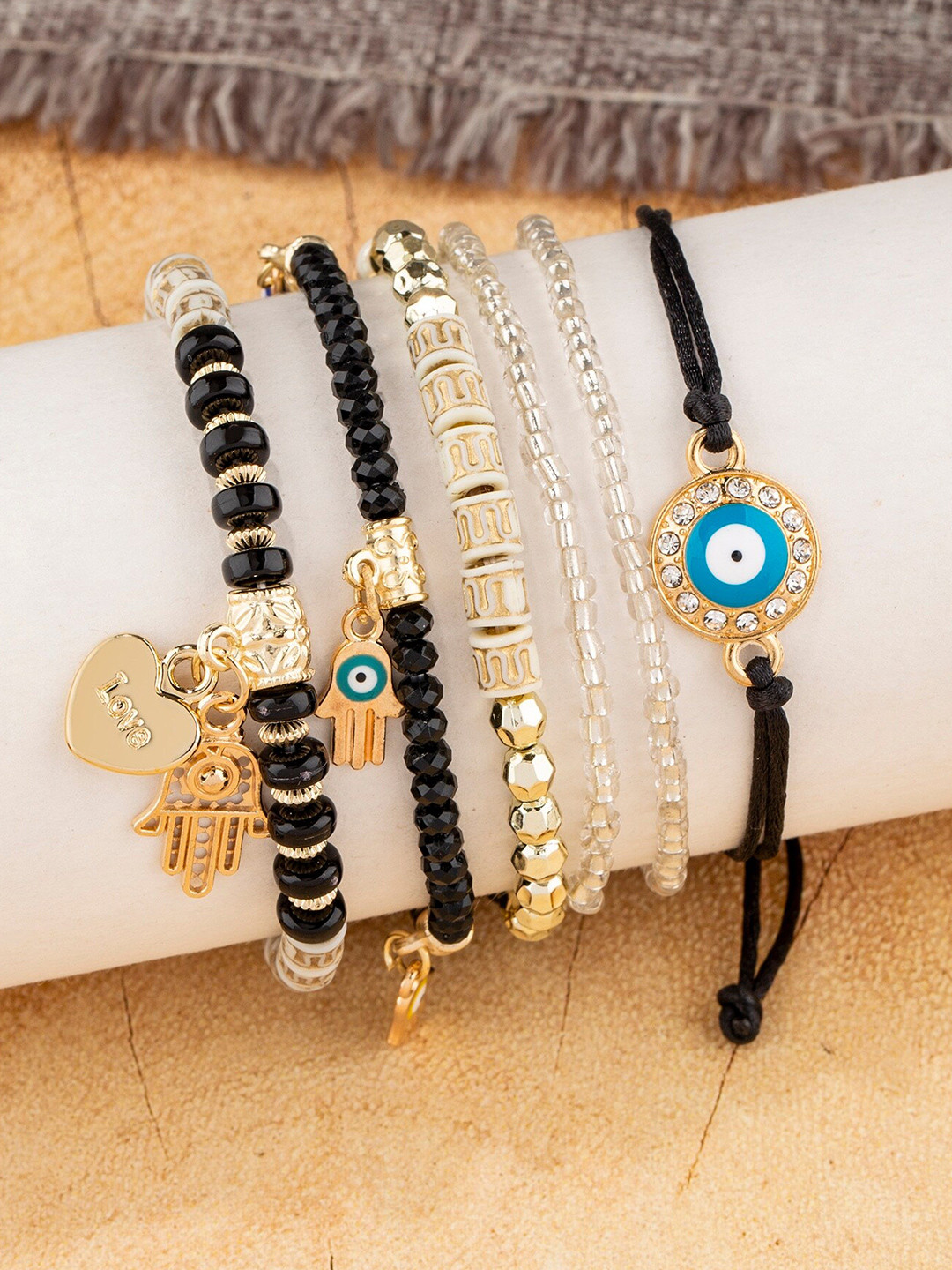 

Shining Diva Fashion Set Of 6 Gold-Plated Charm Bracelet