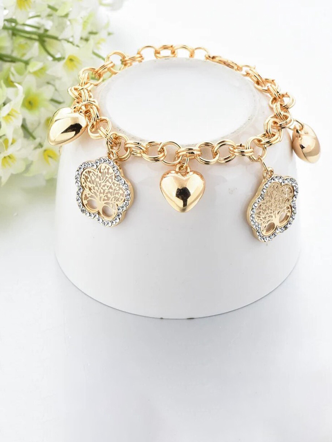 

Shining Diva Fashion Crystals Gold-Plated Charm Bracelet
