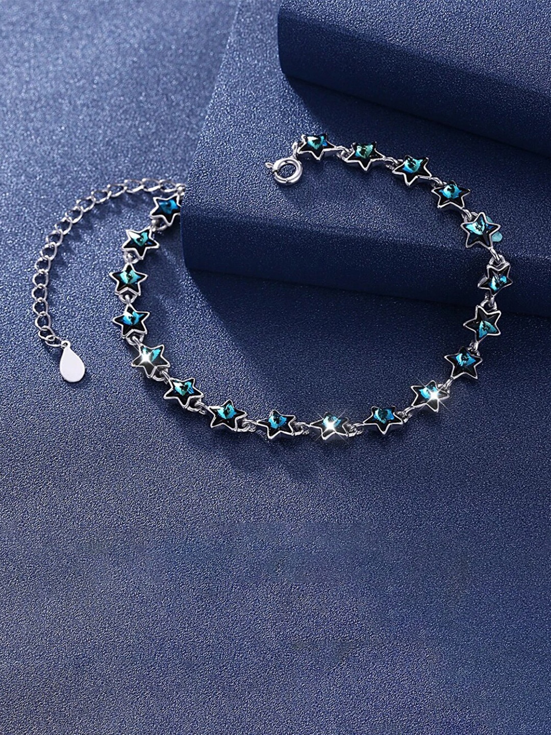 

Shining Diva Fashion Crystals Silver-Plated Charm Bracelet