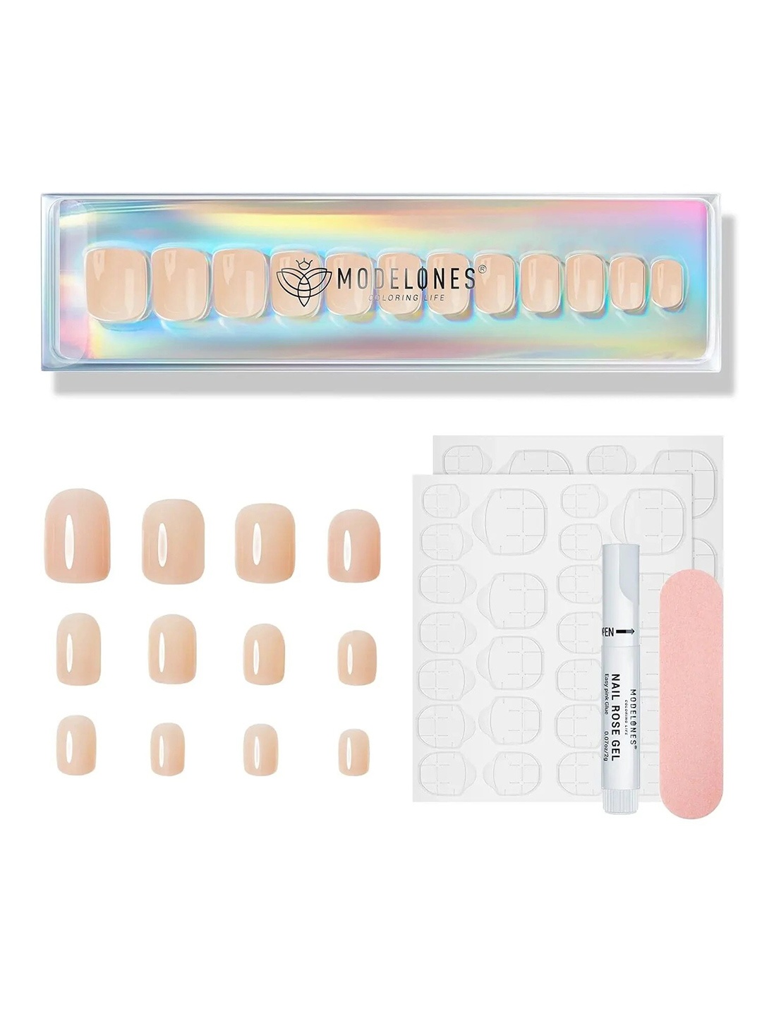 

Modelones 24Pcs Short Square Press On Nail Kit - Baby Bare, Nude