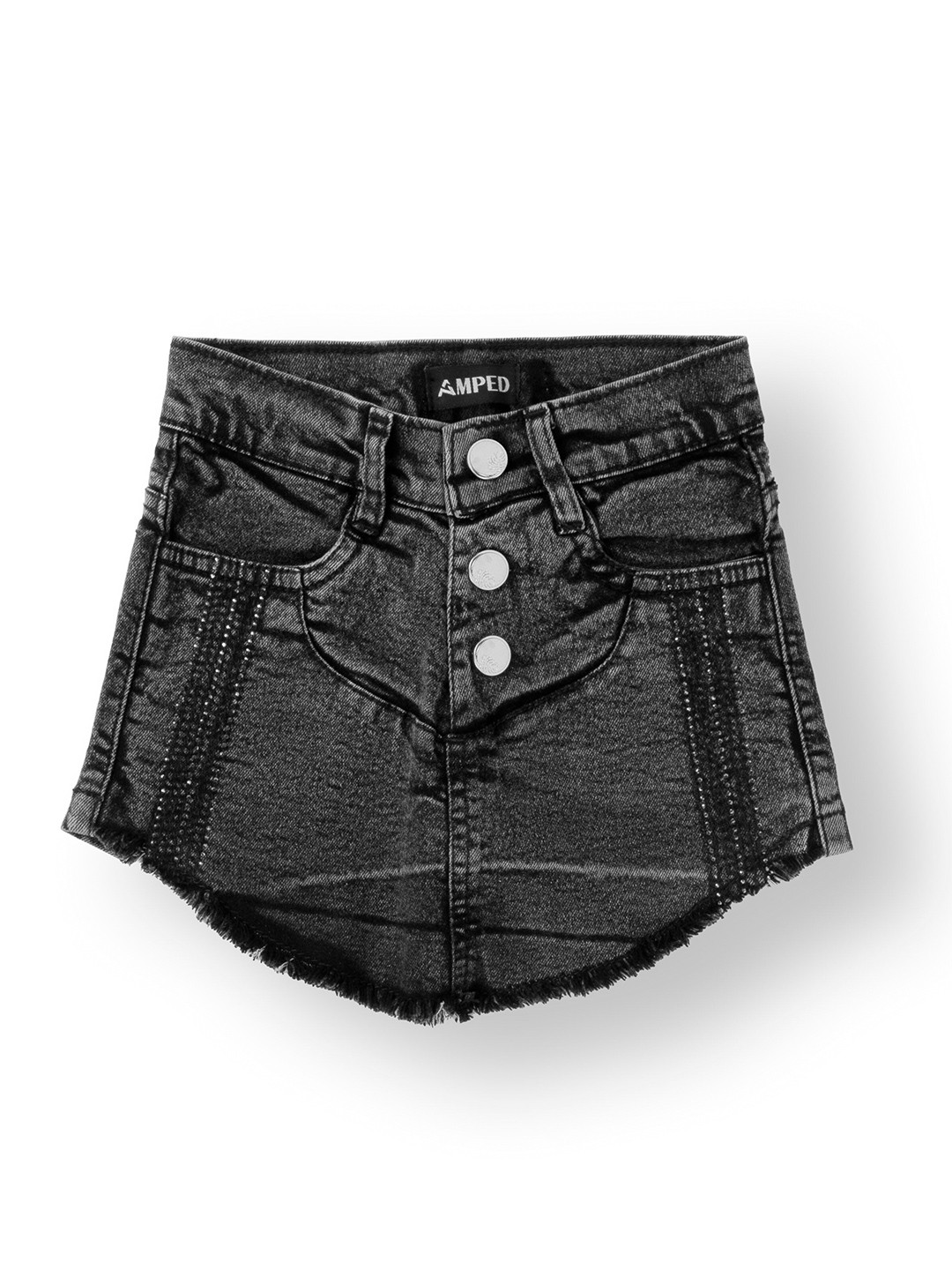 

AMPED Girls Faded Regular Fit Pure Cotton Denim Skort, Grey