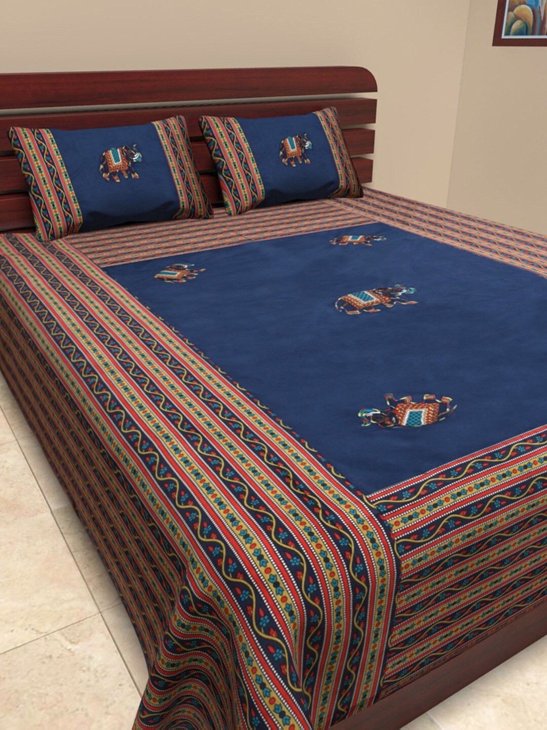 

Bombay Spreads Blue Floral 180 TC King Bedsheet with 2 Pillow Covers