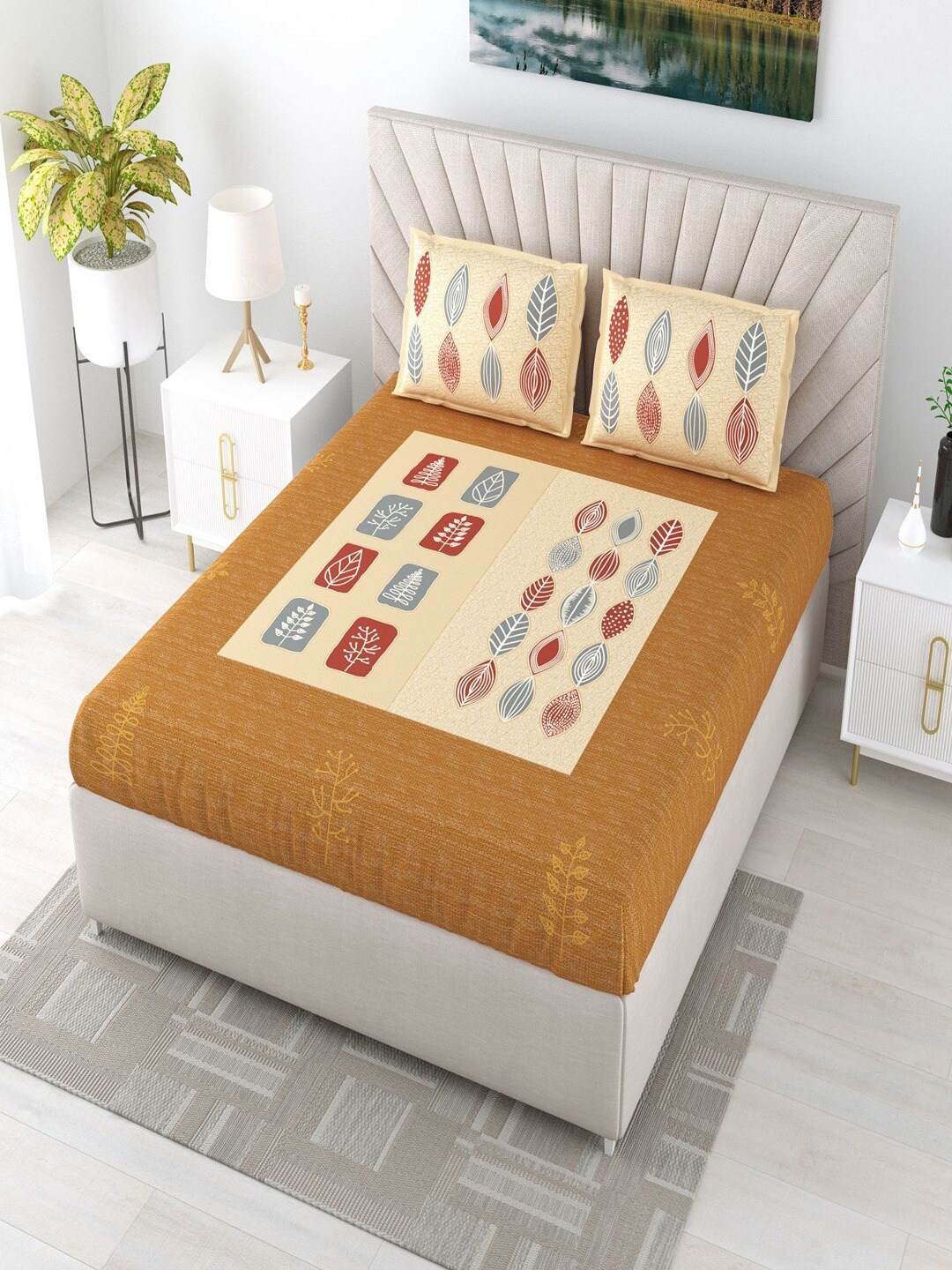 

Bombay Spreads Yellow Floral 180 TC King Bedsheet with 2 Pillow Covers