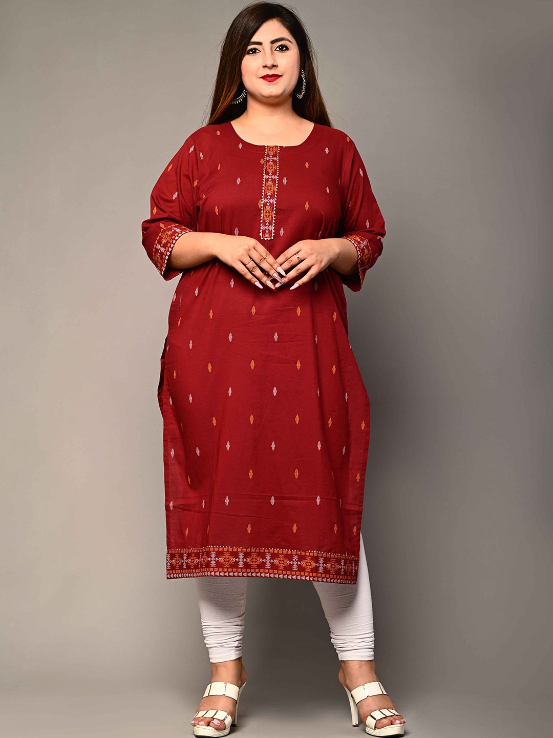 

Toodle Plus Geometric Printed Straight Regular Kurta, Maroon