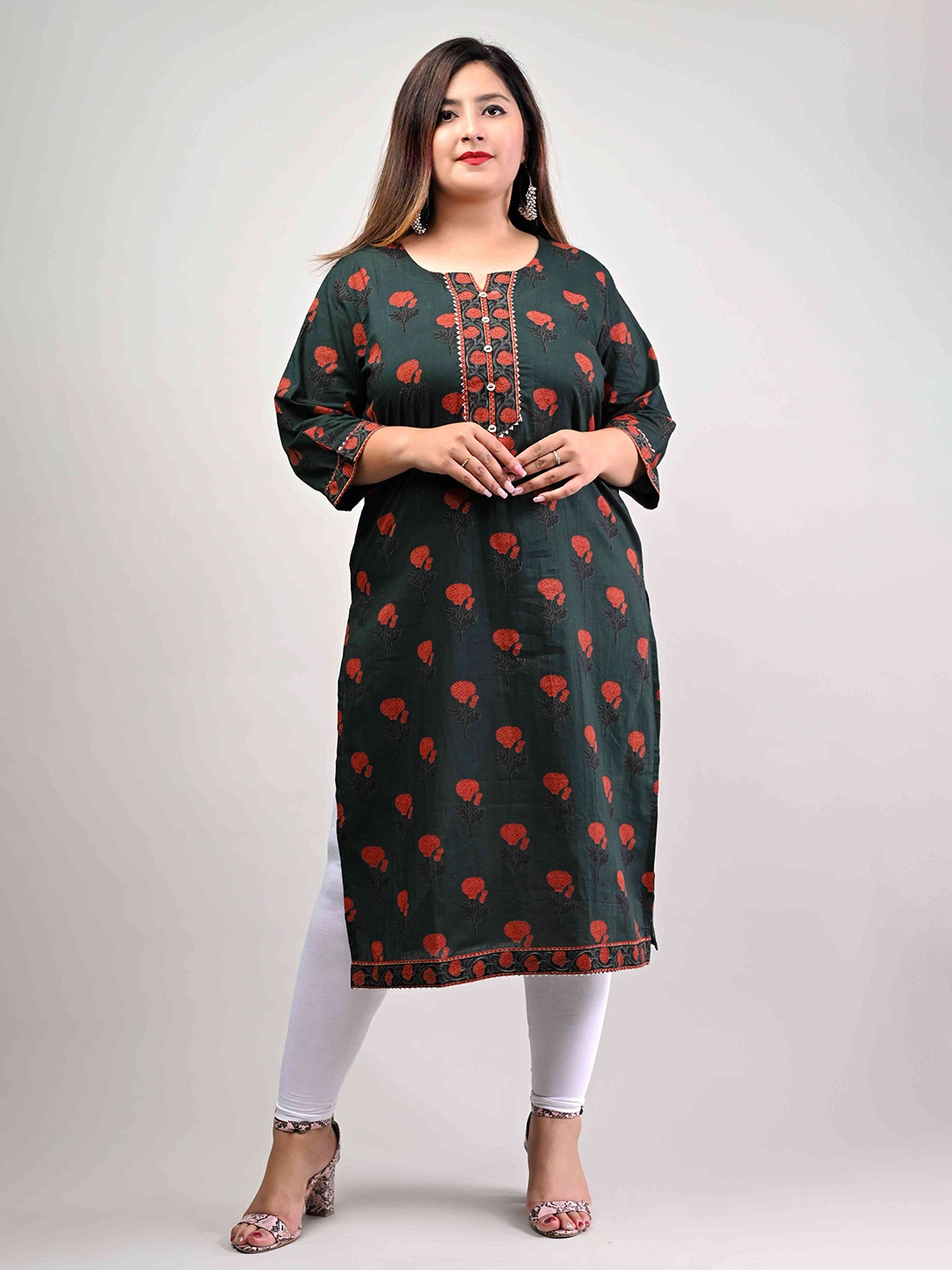 

Toodle Plus Floral Printed Kurta, Brown