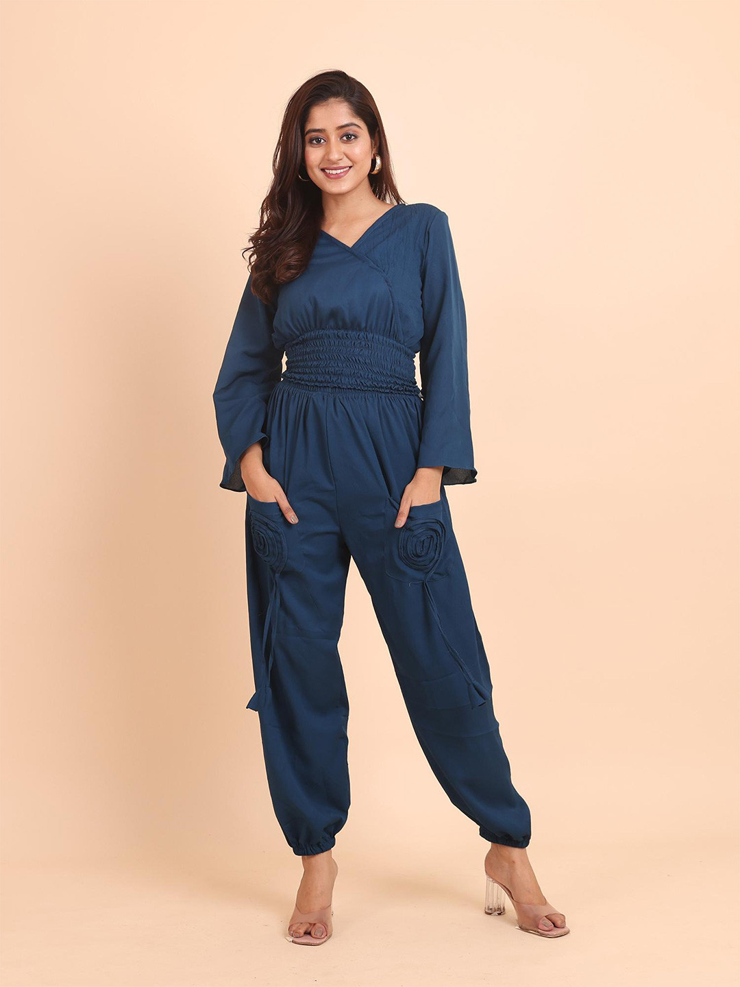

Disli V-Neck Long Sleeves Top With Joggers, Blue