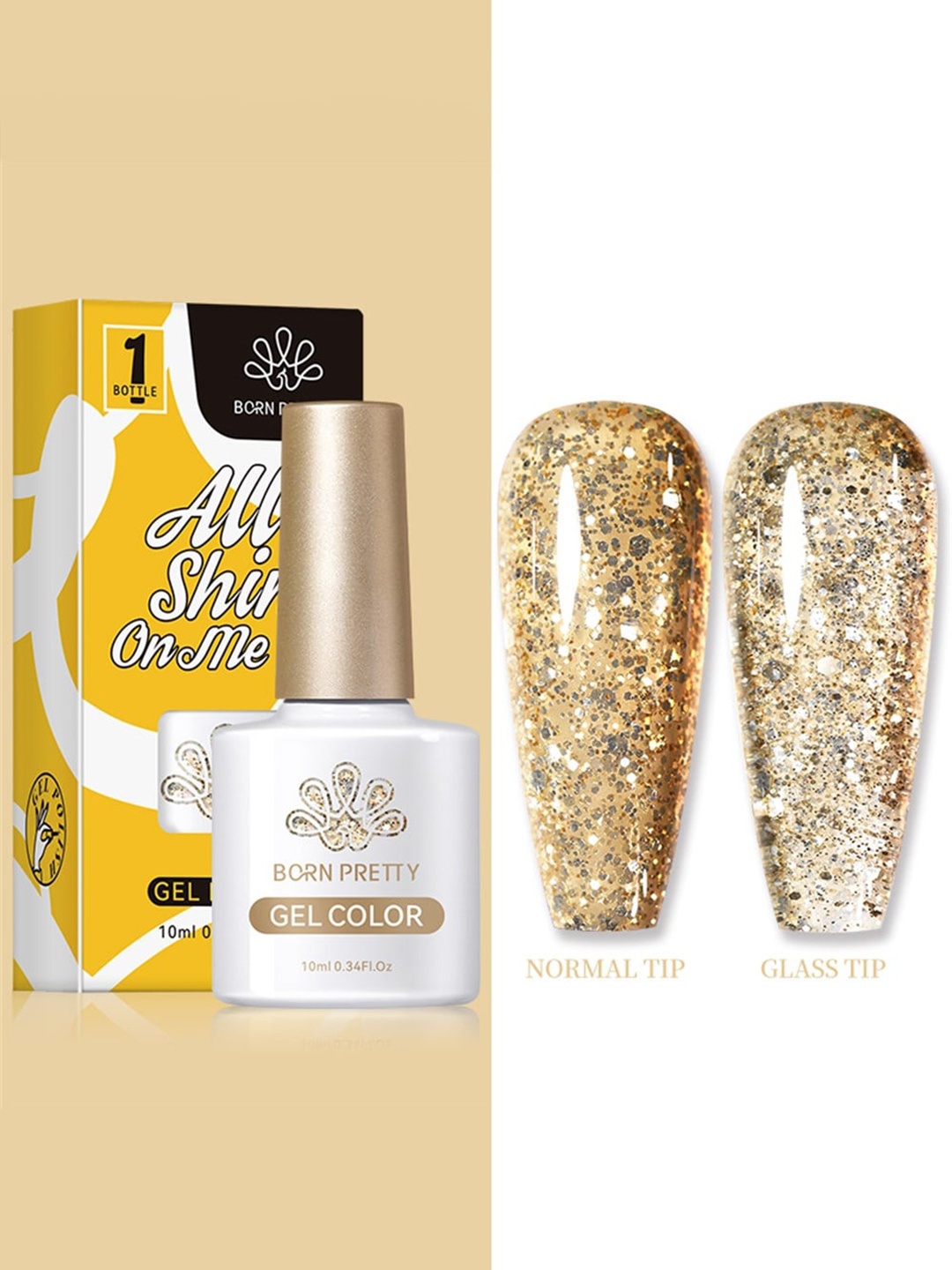 

BORN PRETTY Silky White Series All Shine On-Me UV Gel Nail Polish 10ml - Shade CG108, Gold