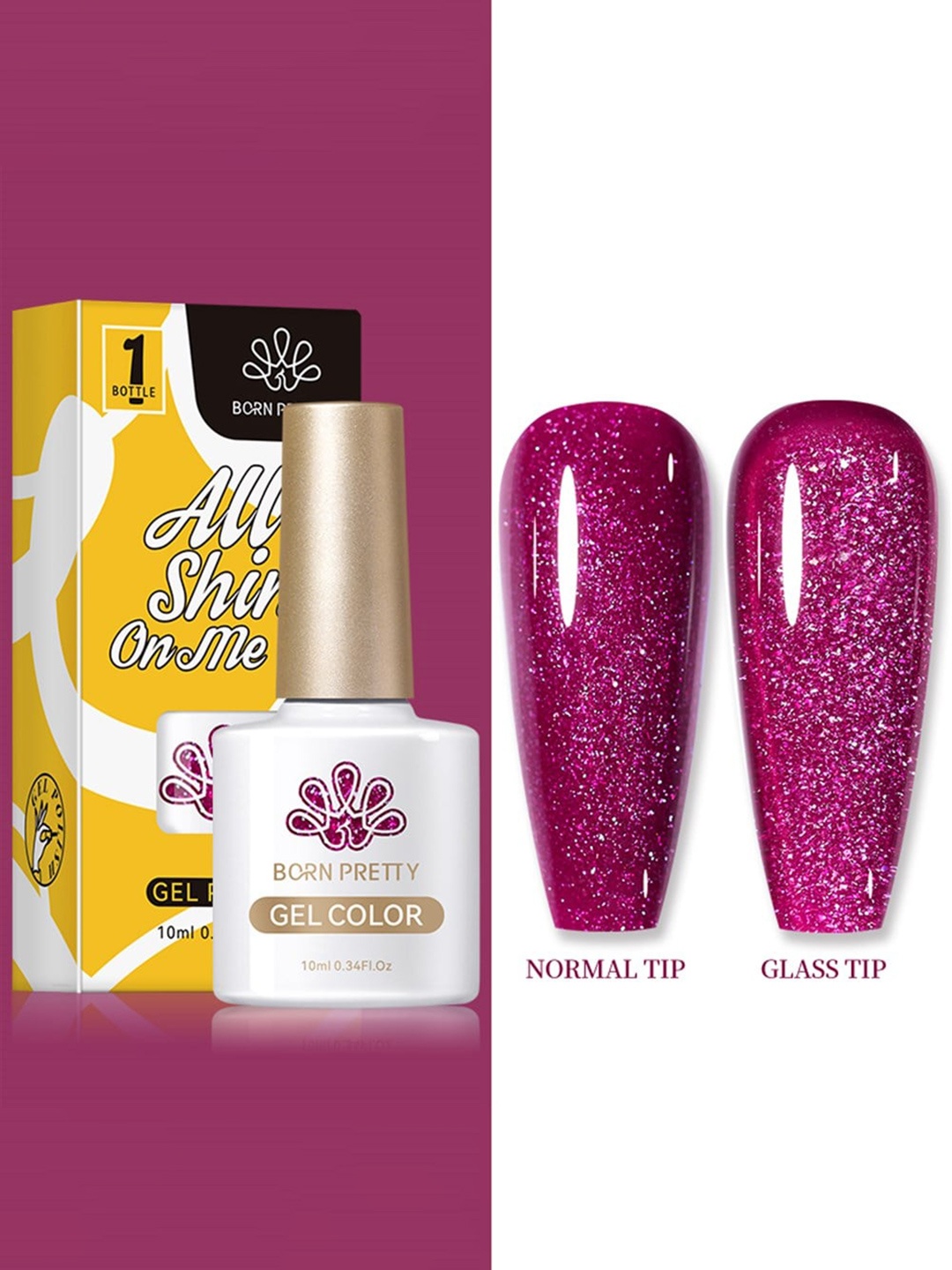 

BORN PRETTY All Shine On Me Long Lasting Soak-Off Gel Nail Polish 10 ml - Shade CG125, Magenta