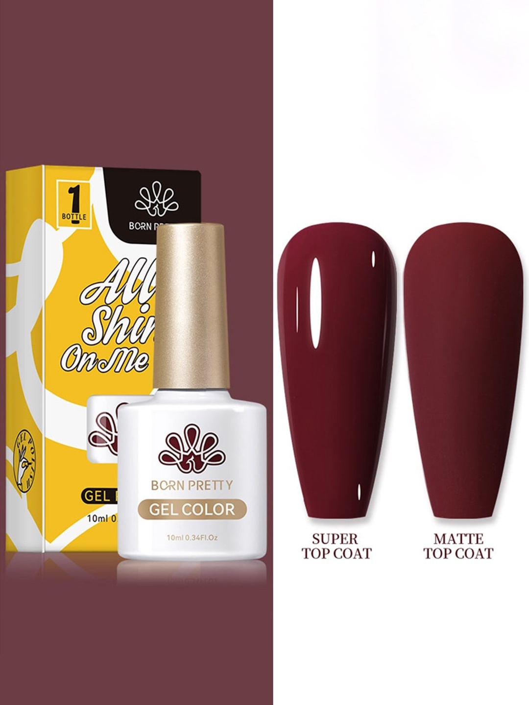 

BORN PRETTY All Shine On Me Silky White Series Gel Nail Polish 10ml - CG090, Maroon