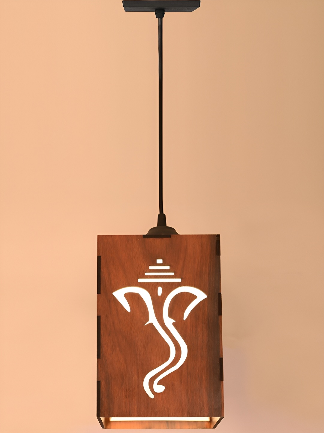 

Gojeeva Brown Traditional Wooden Rectangular Ceiling Lamp 10 Watts