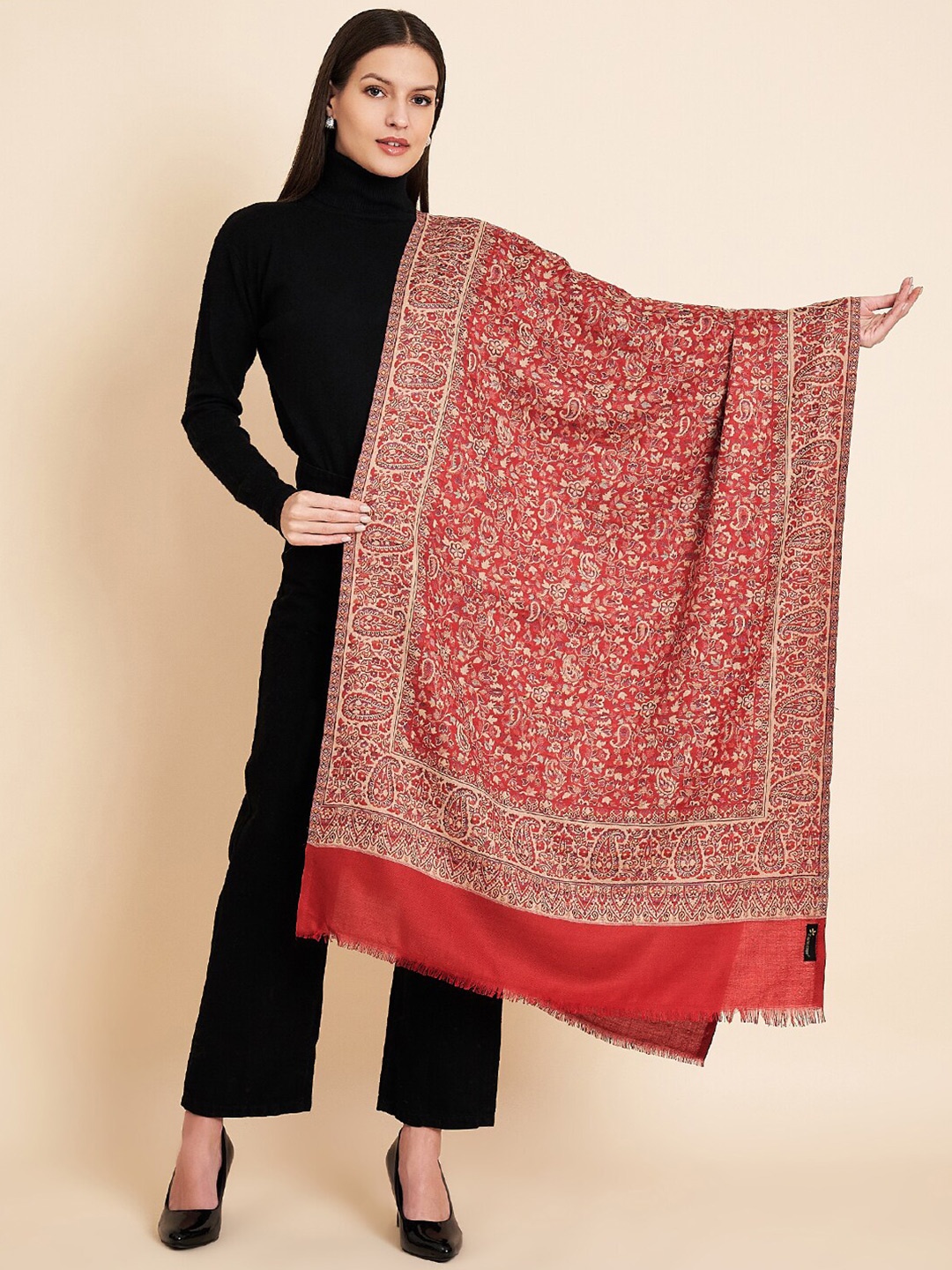 

Zamour Paisley Woven Design Stole, Maroon
