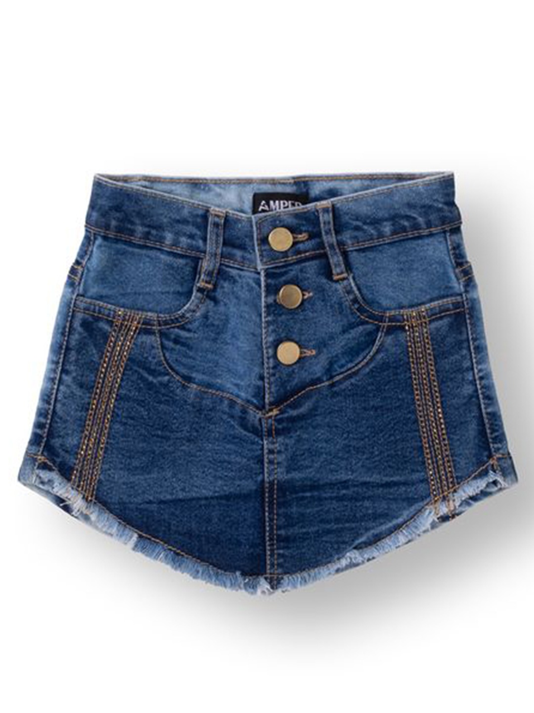 AMPED Girls Washed Pure Cotton Denim Skort, Blue