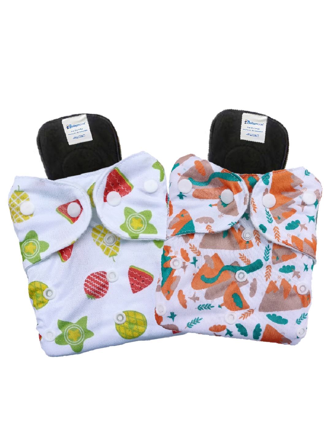 

Babymoon Set Of 4 Washable Adjustable Reusable Cloth Diaper With Insert - DPB16, White