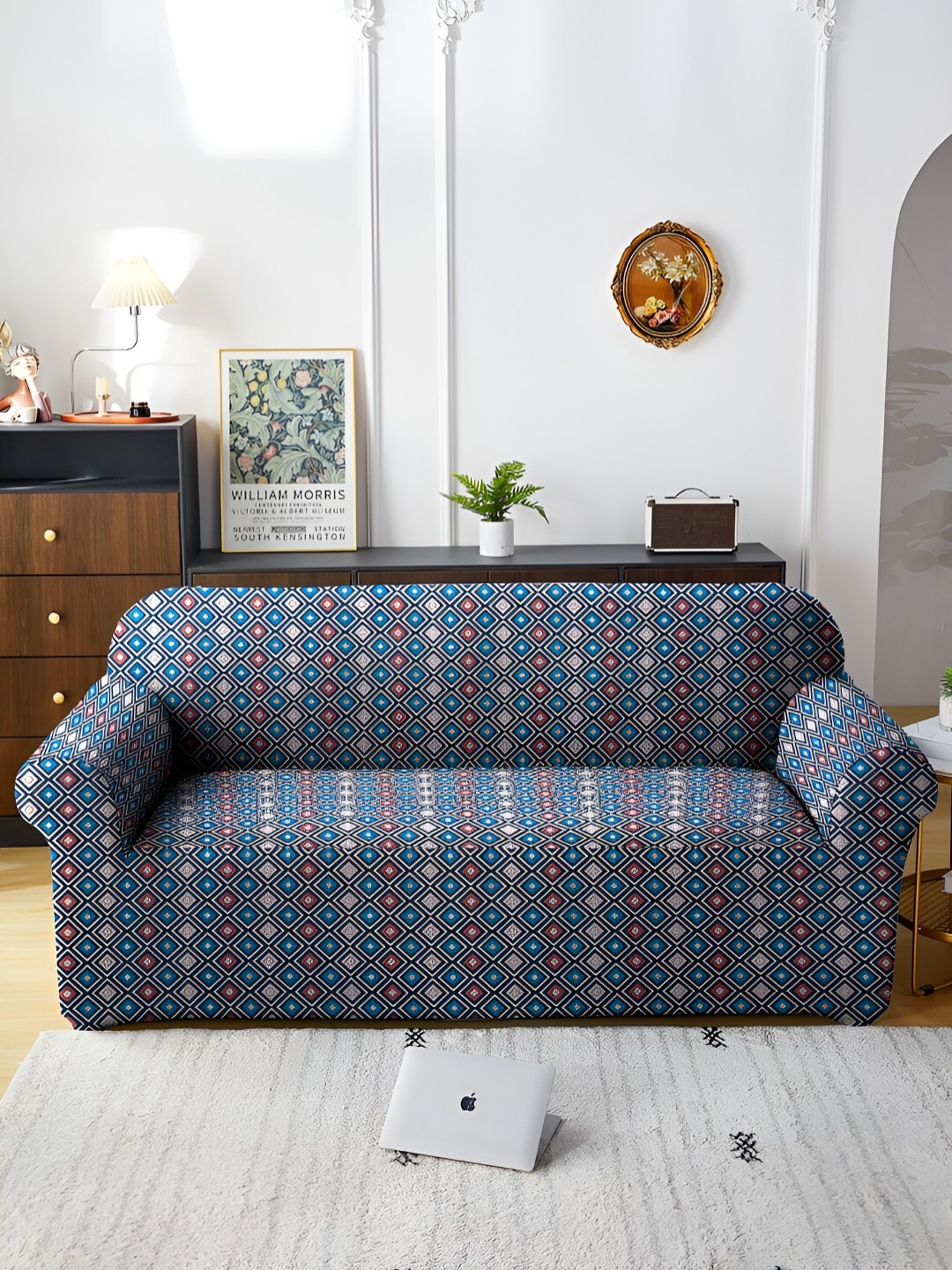 

MULTITEX Tan Printed Polyester 1 Piece Sofa Cover