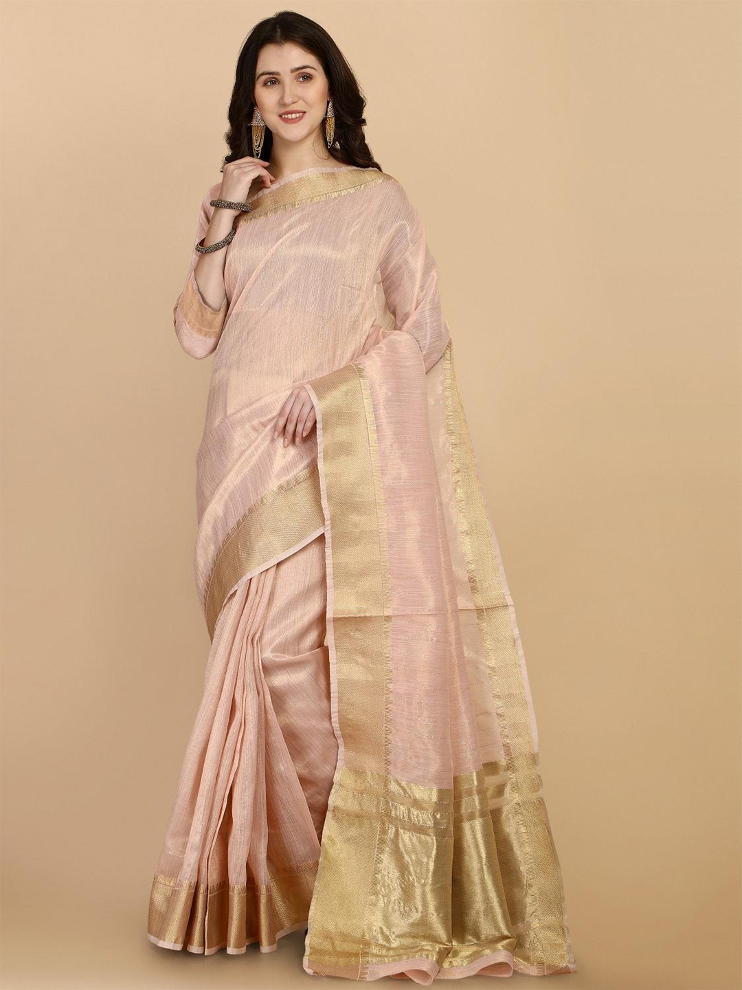 

LIMDO Woven Design Pure Silk Banarasi Saree, Pink