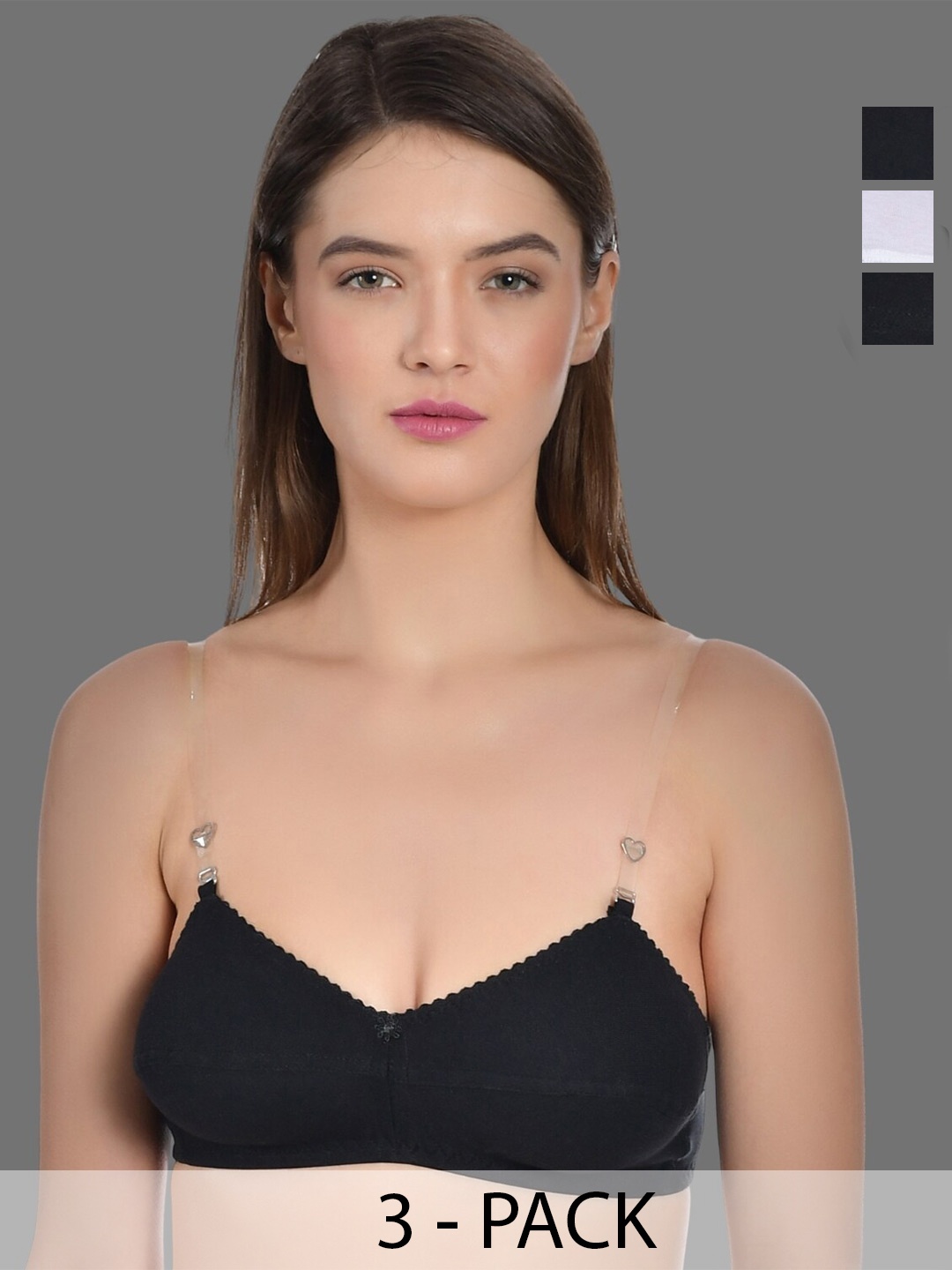 

Aimly Pack Of 3 Medium Coverage All Day Comfort Cotton T-shirt Bra, White