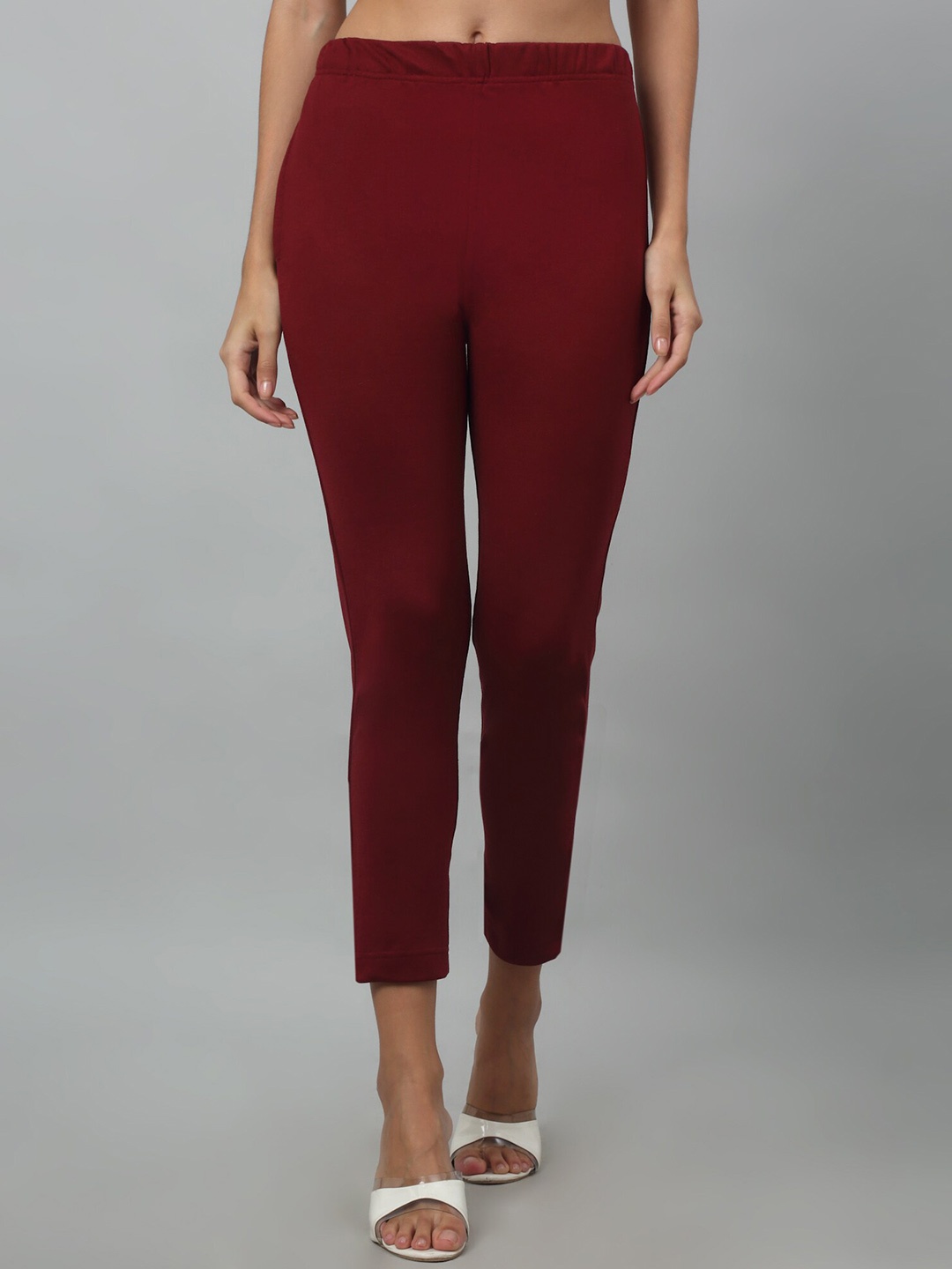 

Cantabil Women Mid-Rise Cropped Ethnic Trouser, Maroon