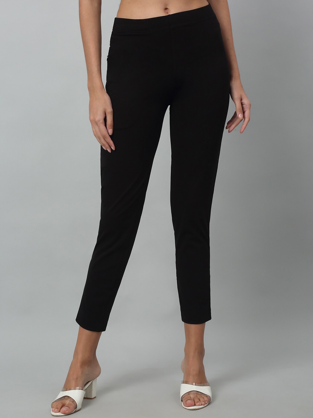 

Cantabil Women Mid-Rise Cropped Ethnic Trouser, Black