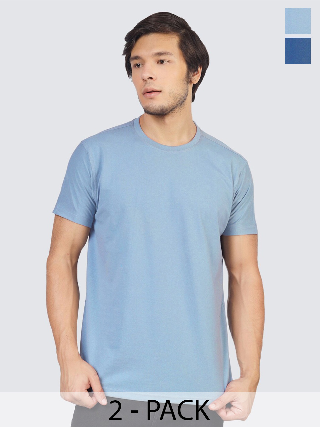 

Greylongg Pack Of 2 Round Neck T-shirt, Blue