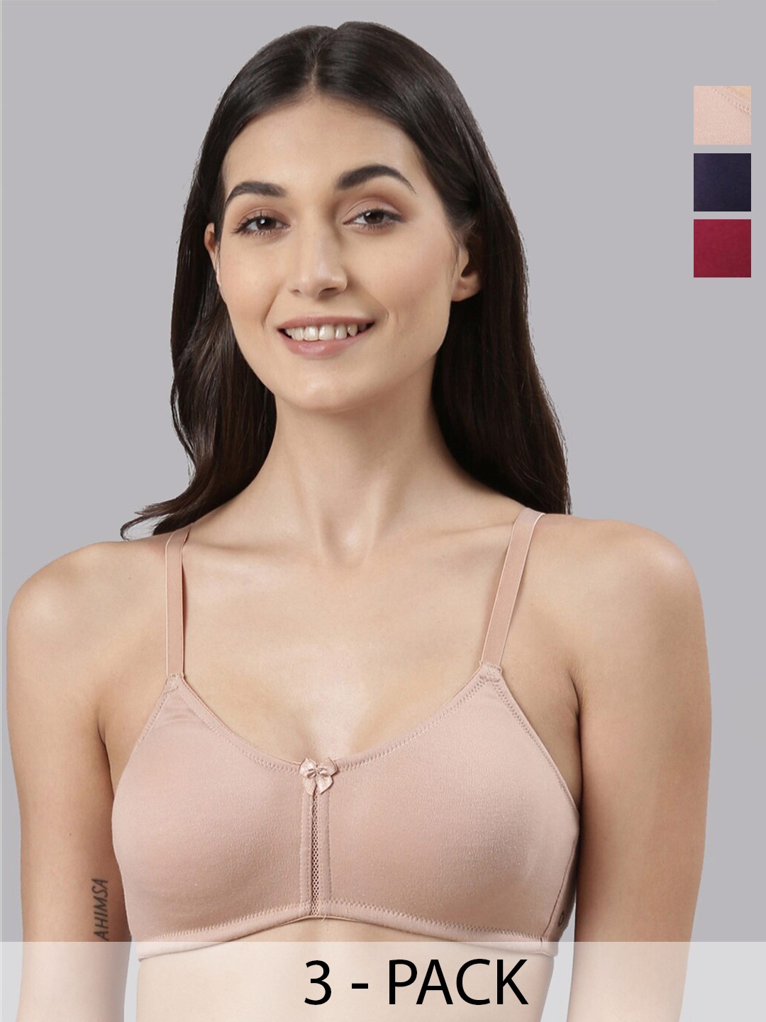 

Dollar Missy Pack Of 3 Anti Odour Full Coverage Everyday Cotton Bra With All Day Comfort, Beige