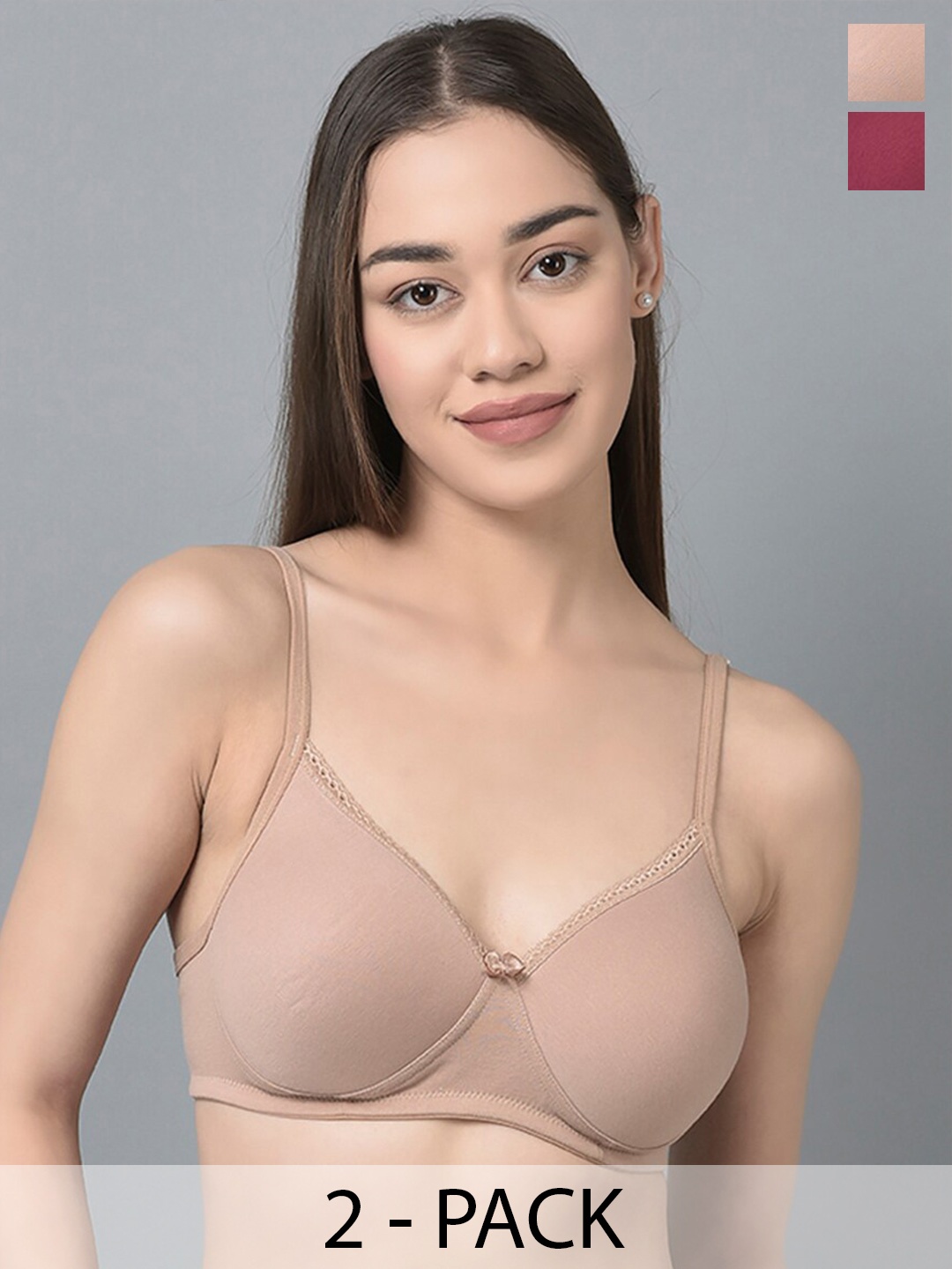 

Dollar Missy Pack Of 2 Lightly Padded Cotton T-shirt Bra With All Day Comfort, Beige