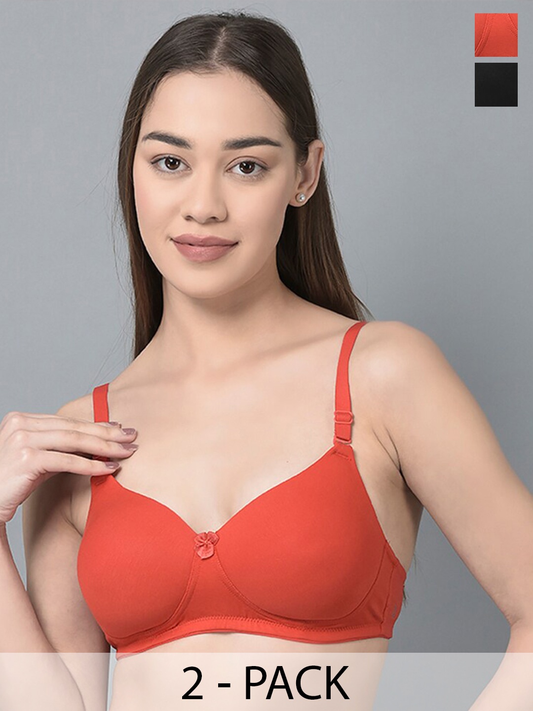 

Dollar Missy Pack Of 2 All Day Comfort Anti Odour Bra Full Coverage, Black