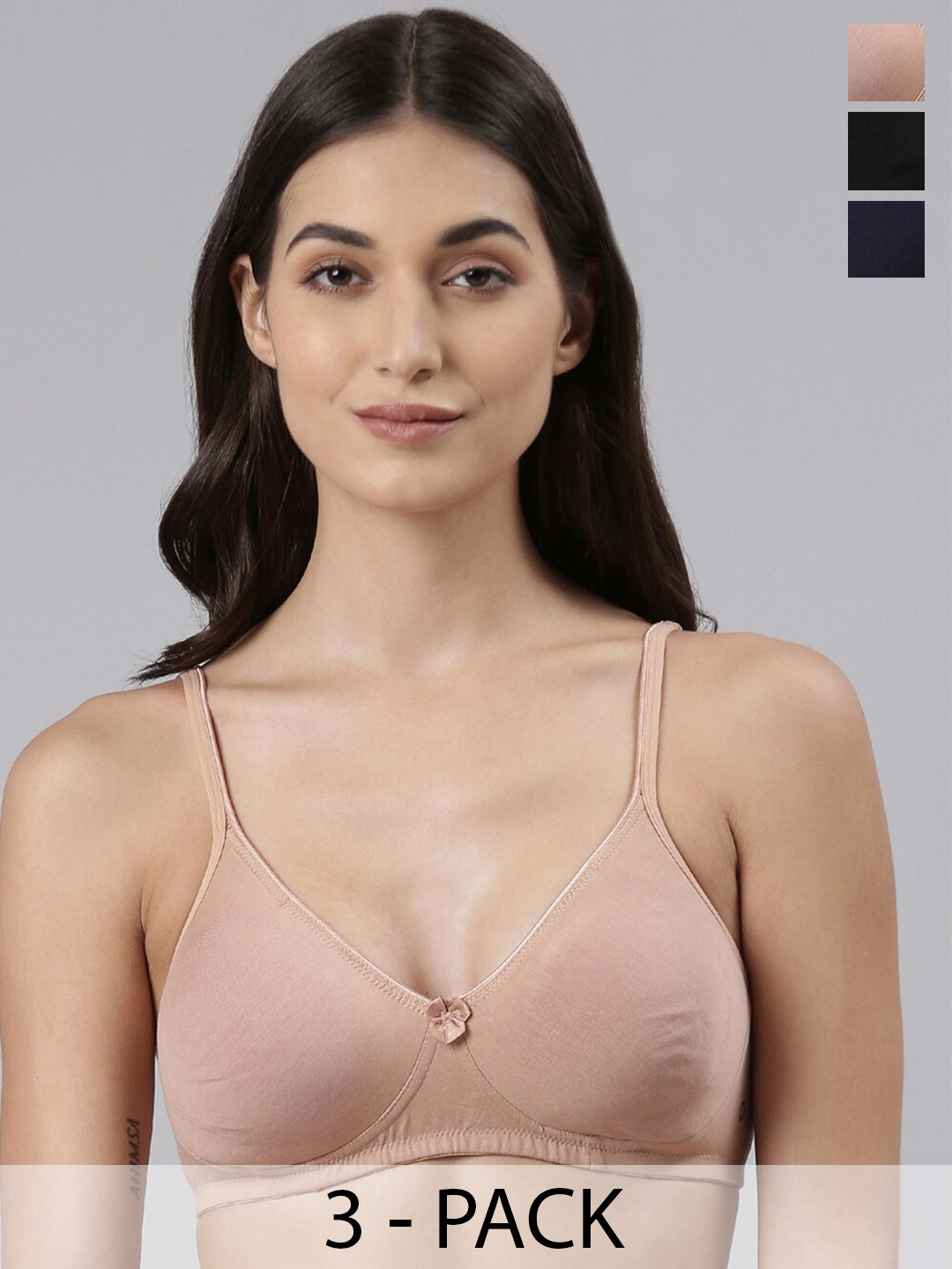 

Dollar Missy Pack Of 3 All Day Comfort Anti Odour Bra Full Coverage, Black