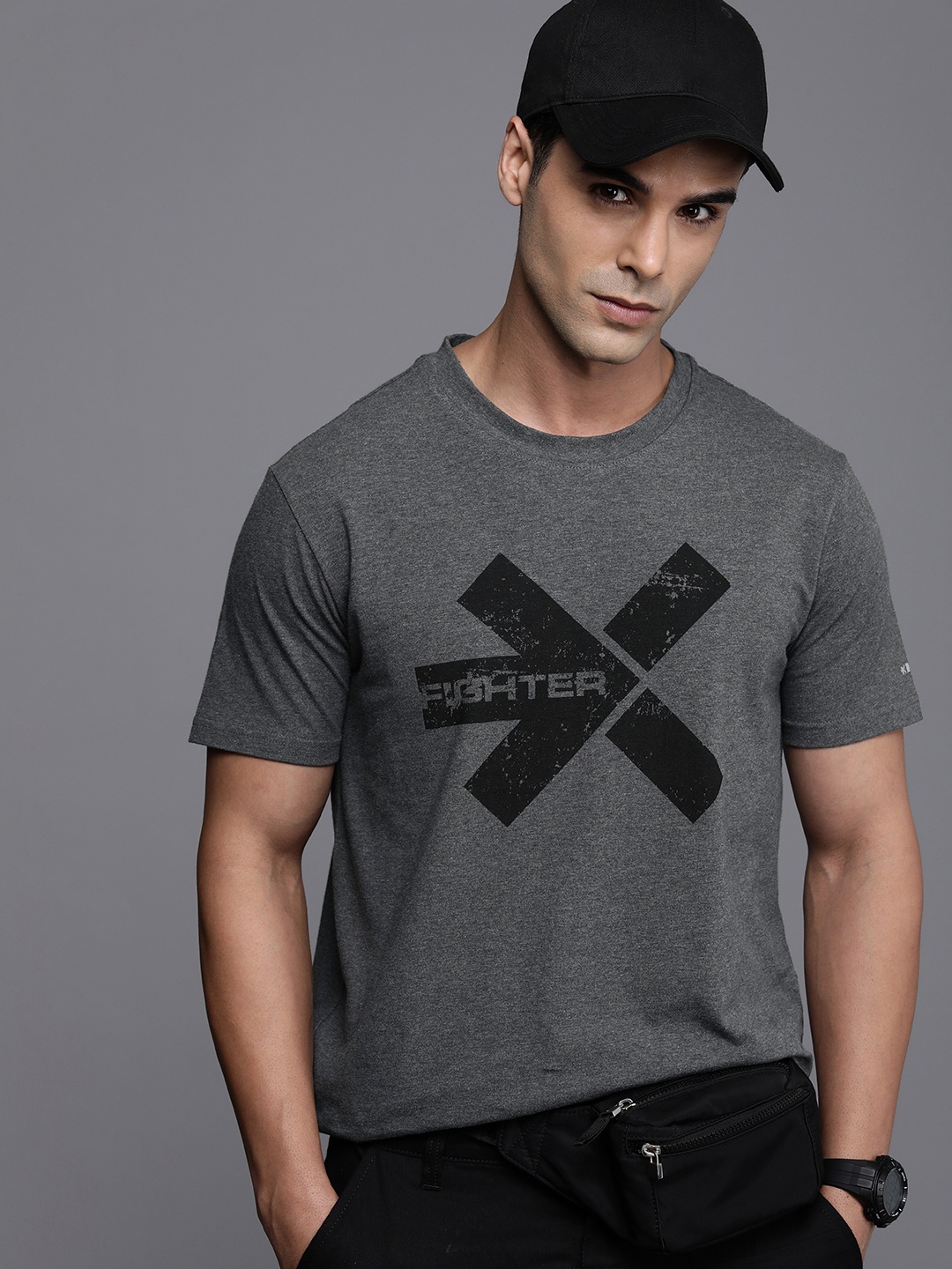 

HRX by Hrithik Roshan Fighter Collection Men Printed T-shirt, Charcoal