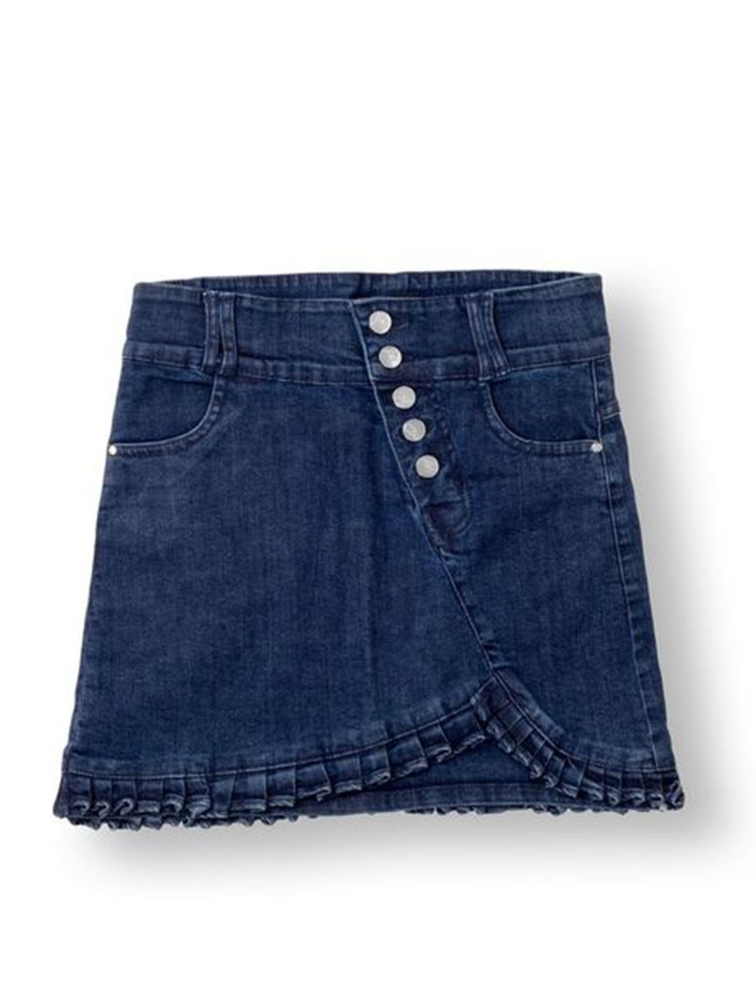 

AMPED Girls Pure Cotton Denim A-Line Mini Skirt, Blue