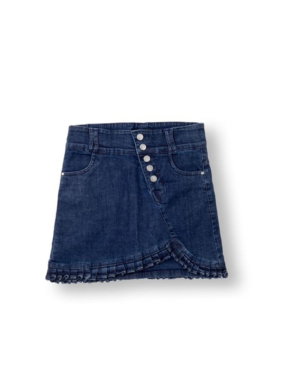 

AMPED Girls Pure Cotton Denim A-Line Mini Skirt, Blue
