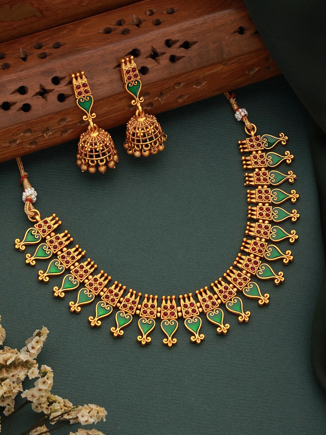 

Saraf RS Jewellery Gold-Plated AD Studded Jewellery Set