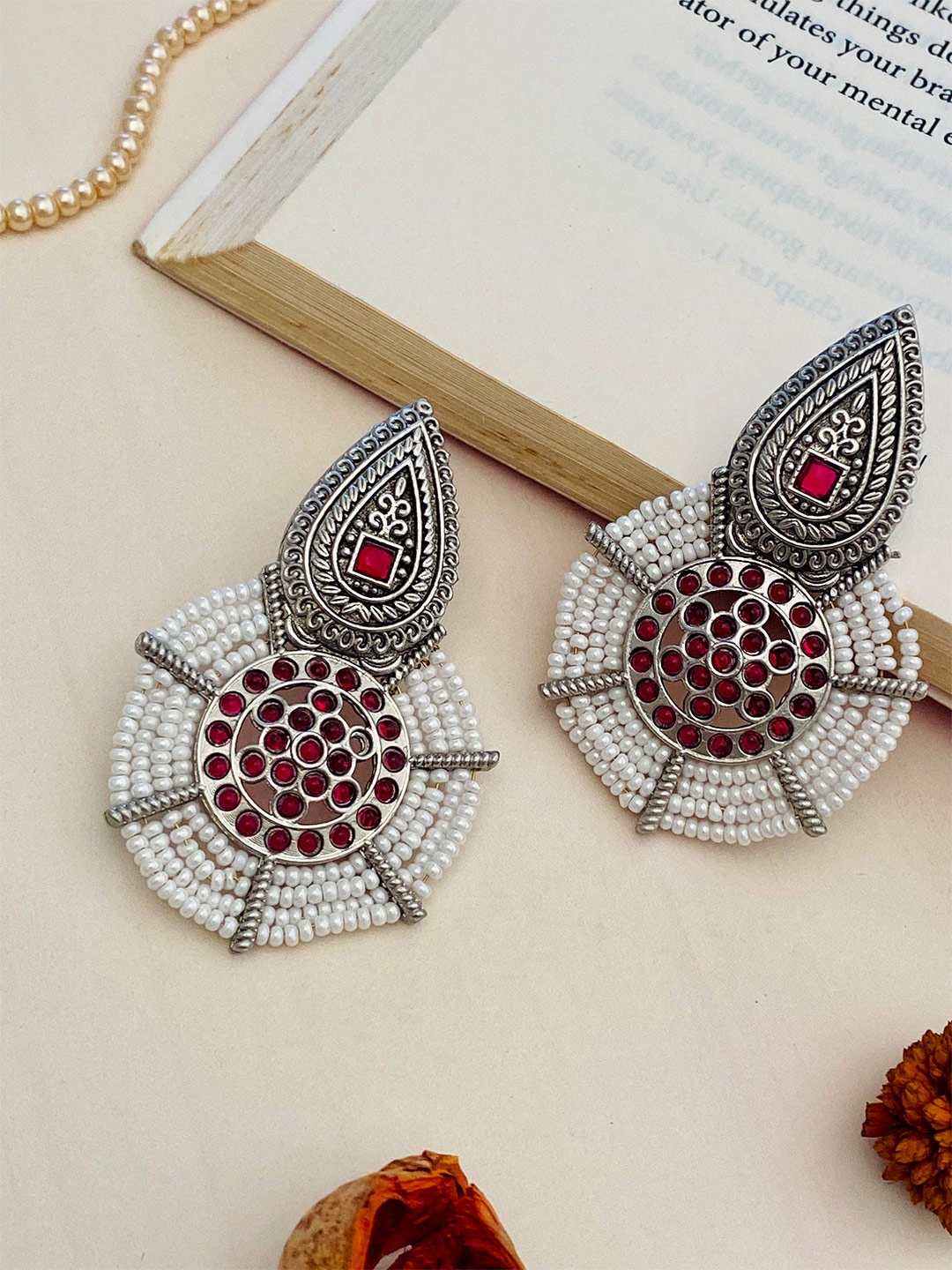

ABDESIGNS Silver-Plated German Silver Contemporary Drop Earrings