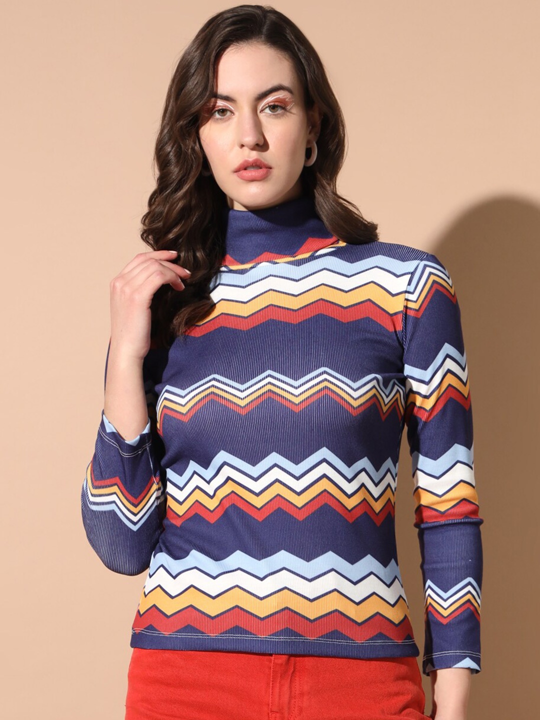 

BAESD Striped Turtle Neck Pullover, Blue