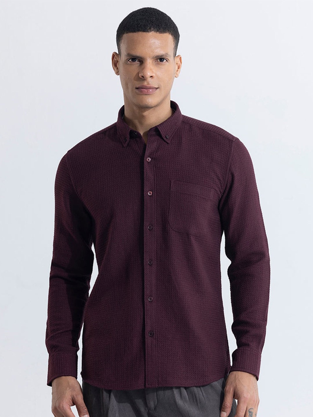 

Snitch Maroon Classic Slim Fit Cotton Casual Shirt