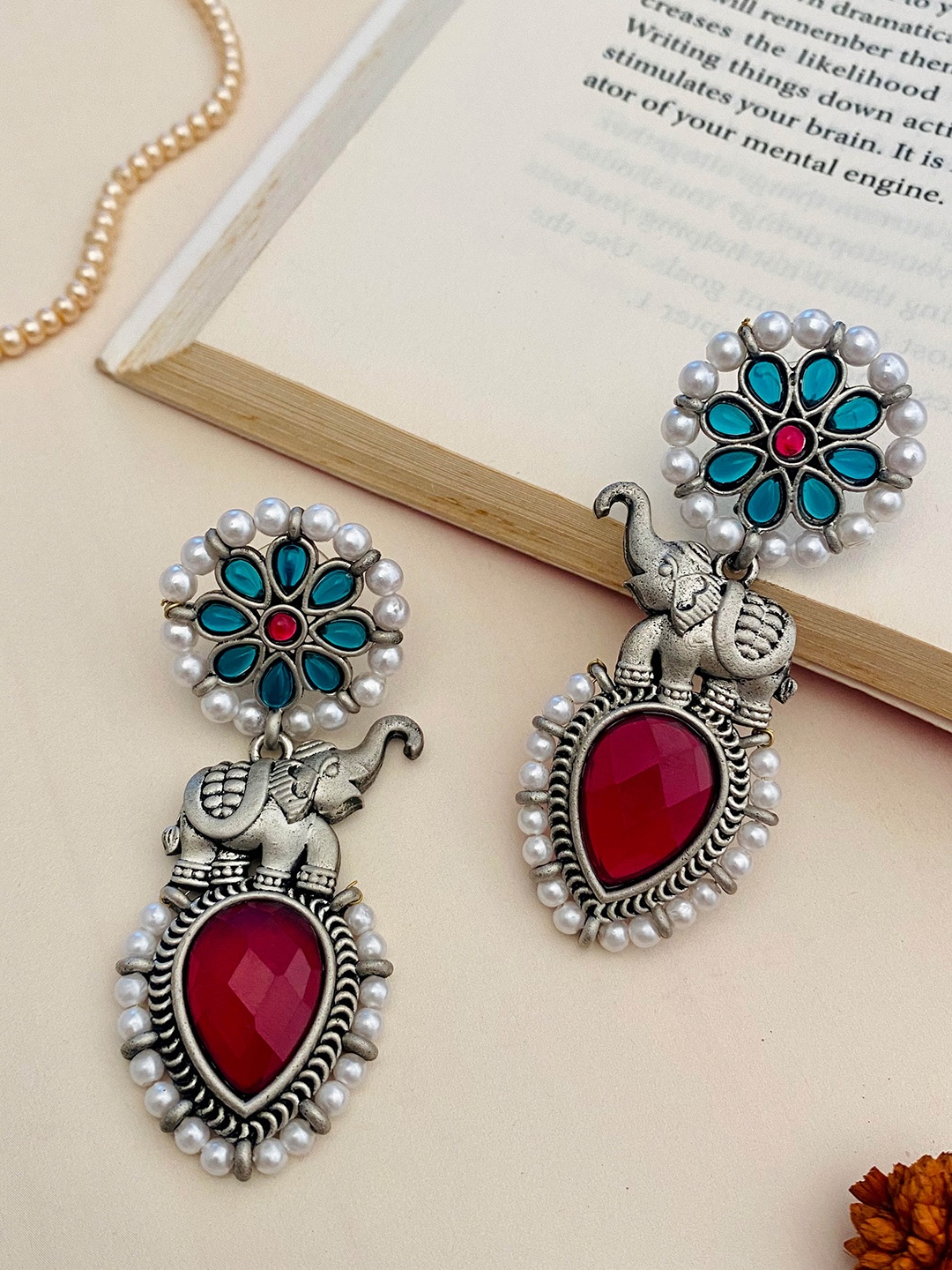 

ABDESIGNS Silver-Plated German Silver Contemporary Drop Earrings